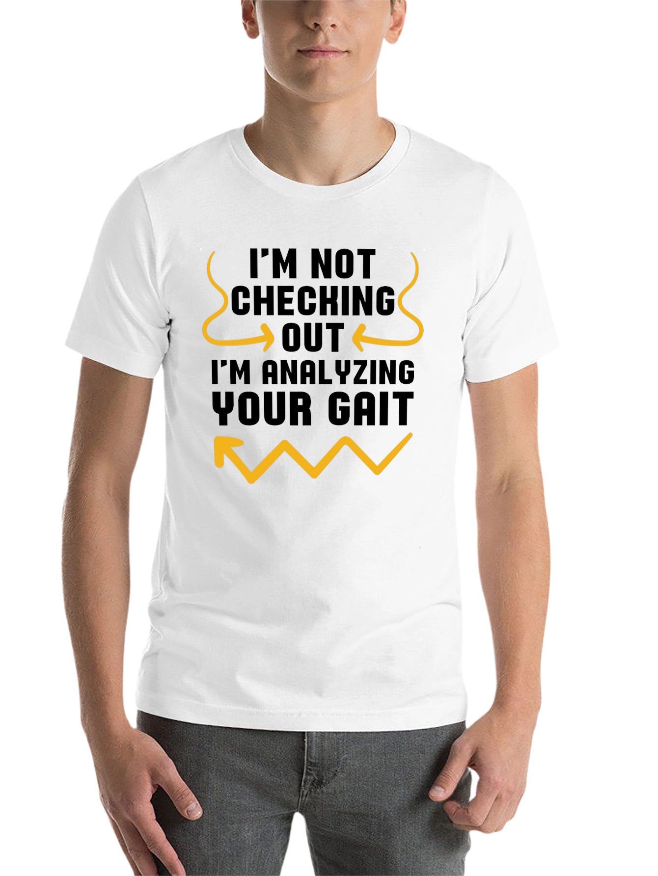 Black Funny Gait Analysis T-Shirt - I'm Not Checking You Out view 14