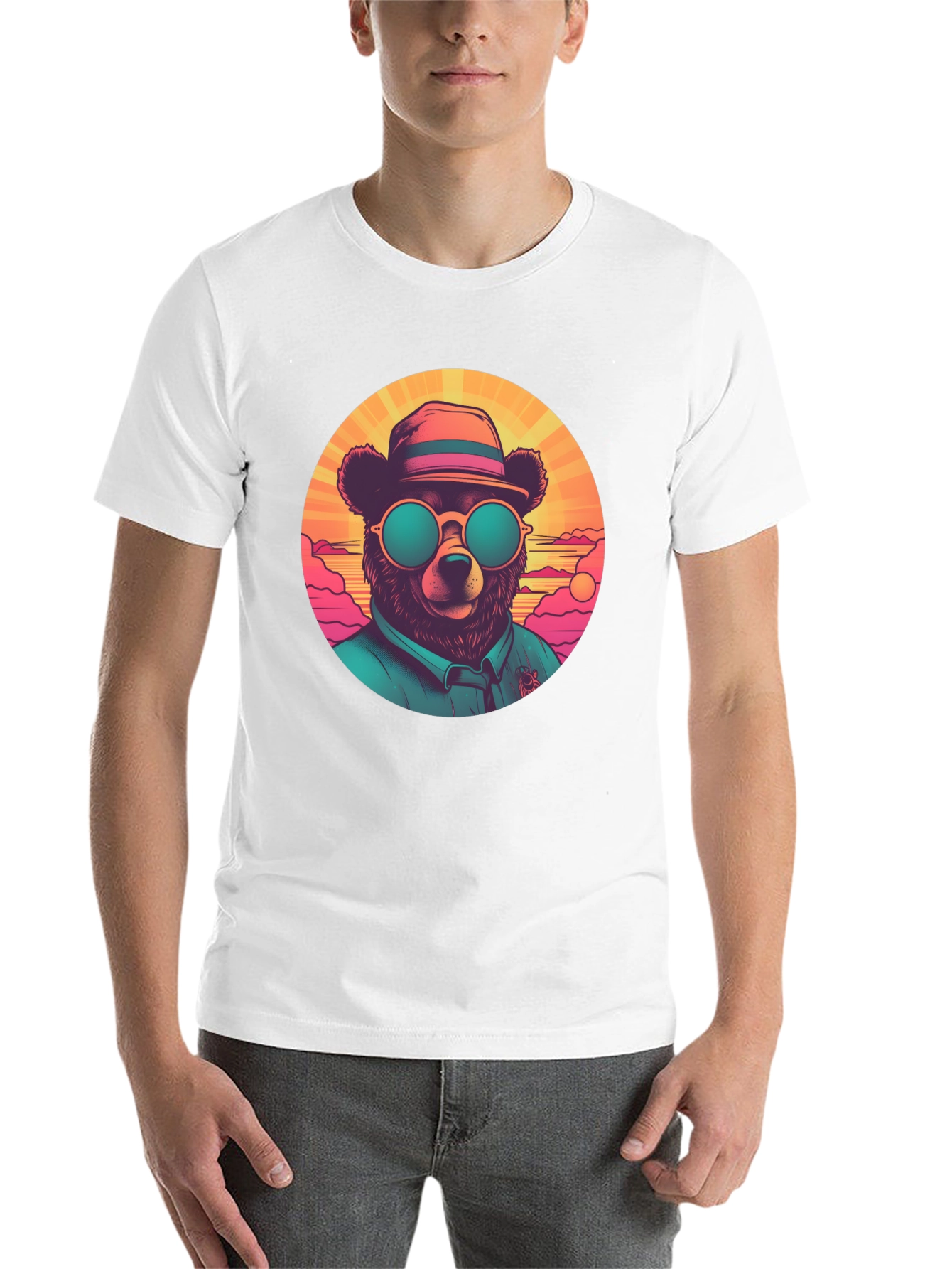 Black Cool Bear Graphic Tee - Retro Style view 14
