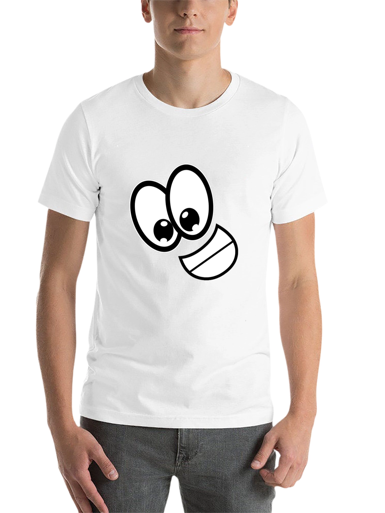 Black Funny Cartoon Face Black T-Shirt view 14