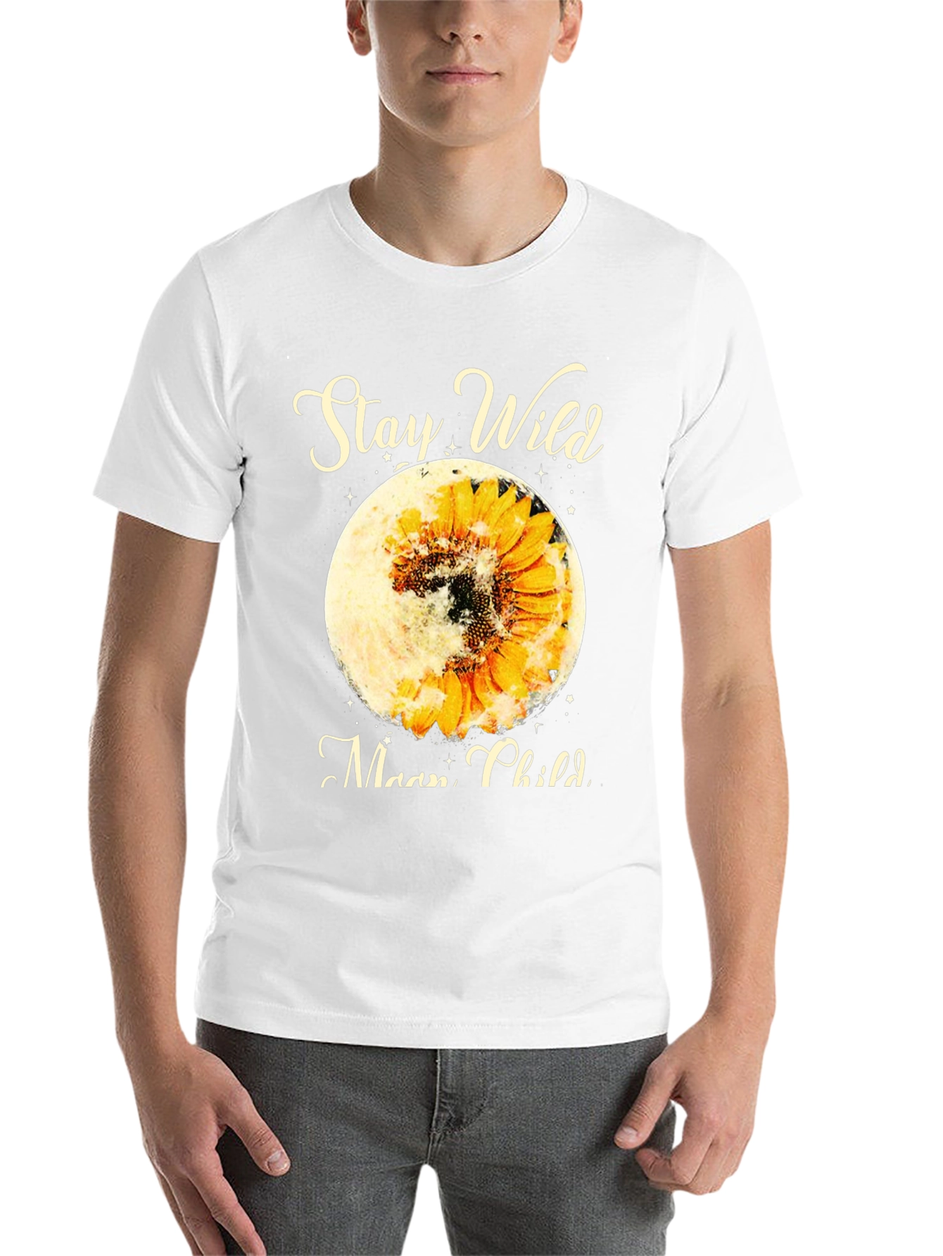 Black Stay Wild Moon Child Sunflower Graphic Tee view 14