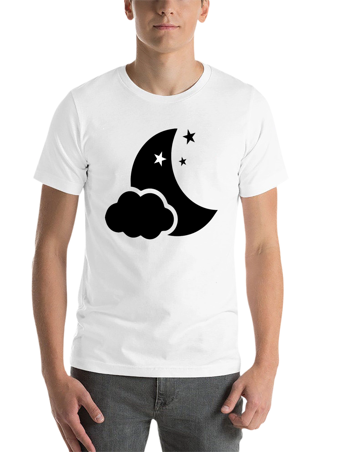 Night Sky Graphic Tee - Crescent Moon & Star Design - 14