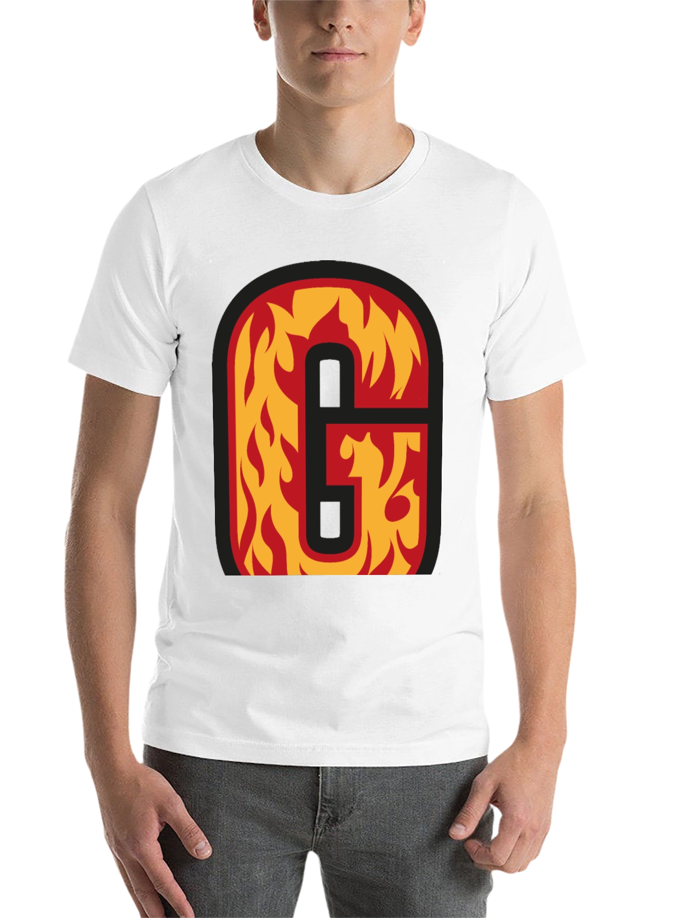 Black Fiery Letter 'G' Black T-Shirt view 14