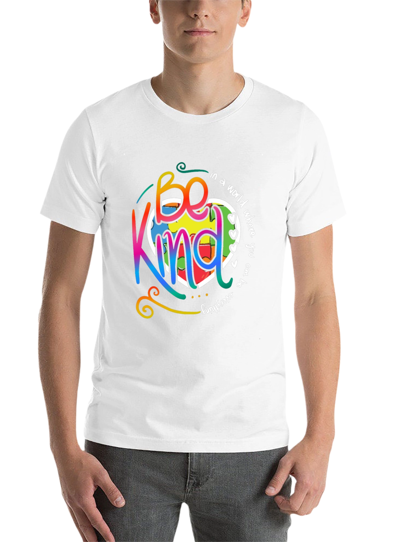 Black Be Kind T-Shirt - Colorful Autism Awareness Design view 14
