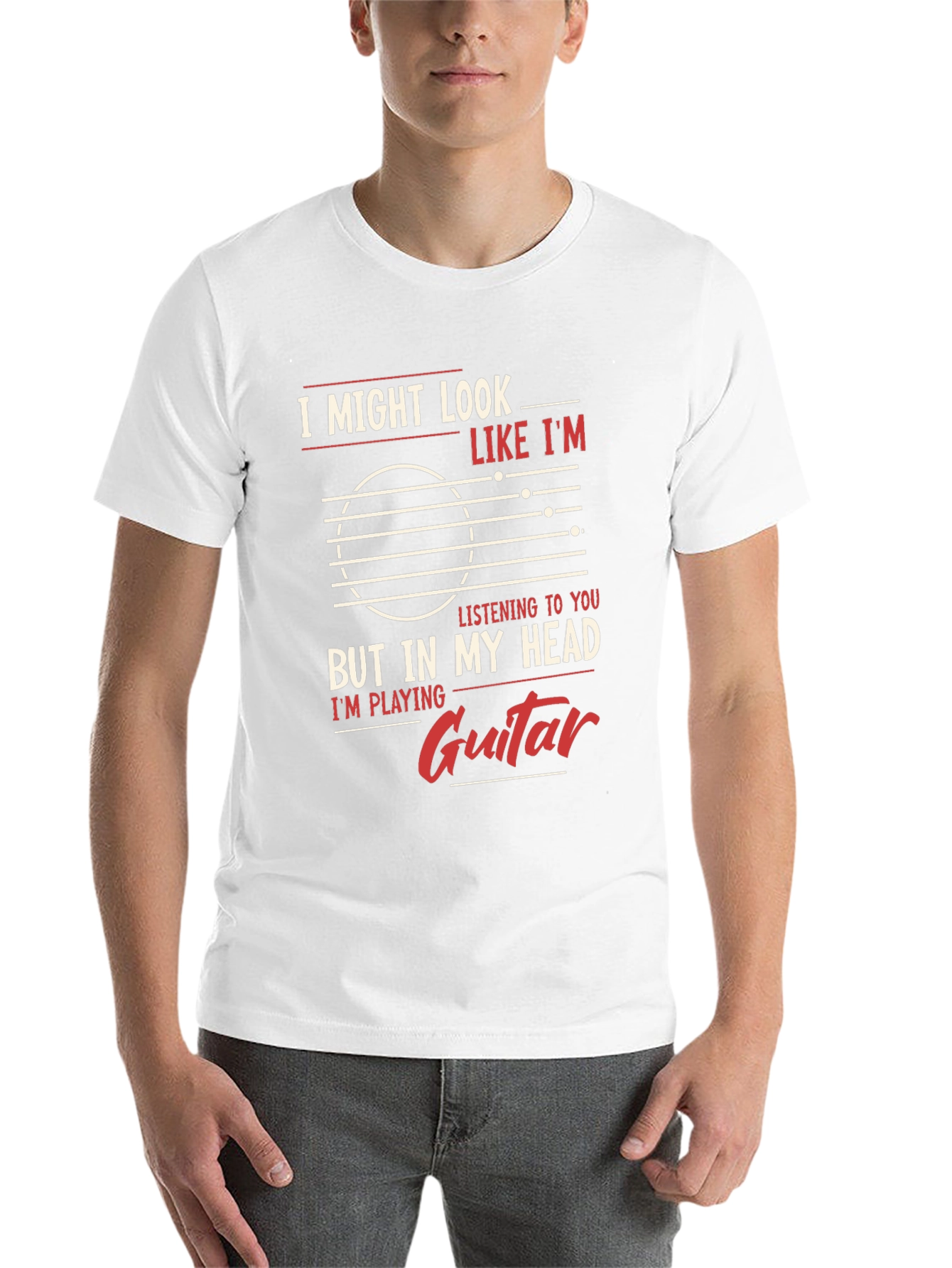 Black Guitar Player Mind T-Shirt - "But In My Head I'm Playing Guitar" view 14