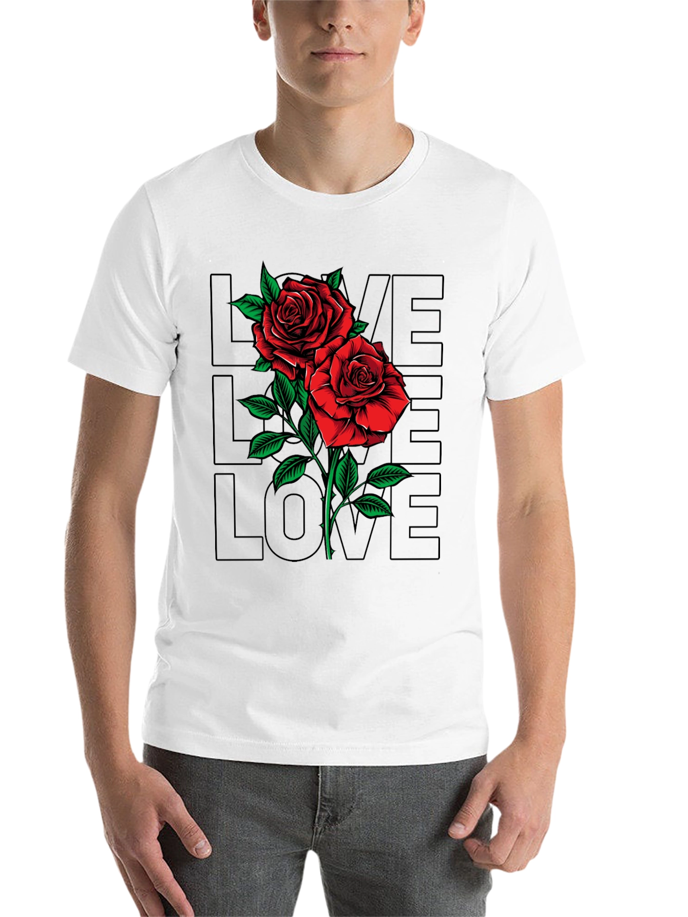 Black Rose Love Graphic T-Shirt - Men's Black Tee view 14