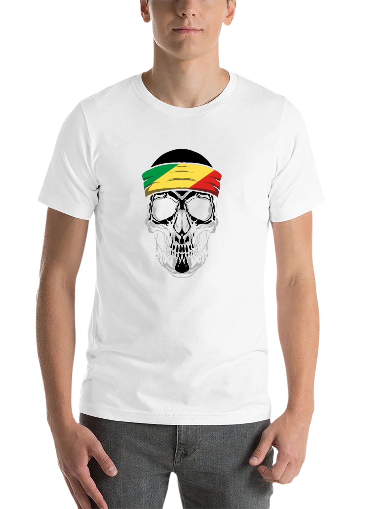 Black Skull Headband T-Shirt - Republic of Congo view 14