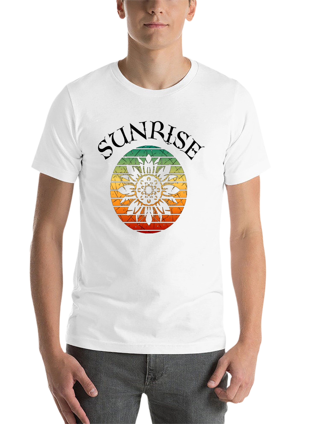 Black Sunrise Sunflower Graphic Tee - Retro Style view 14