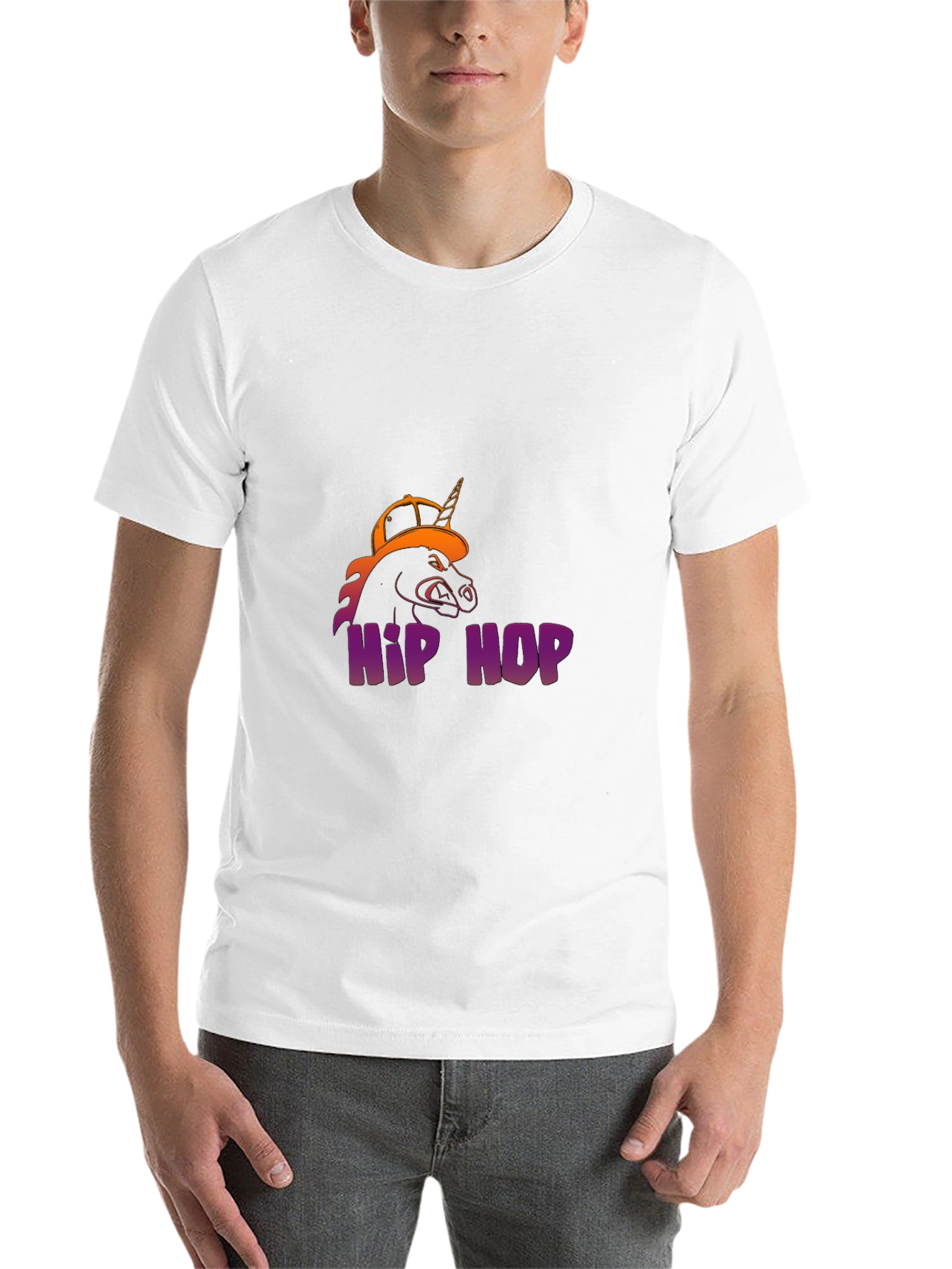 Black Hip Hop Unicorn Graphic T-Shirt view 14