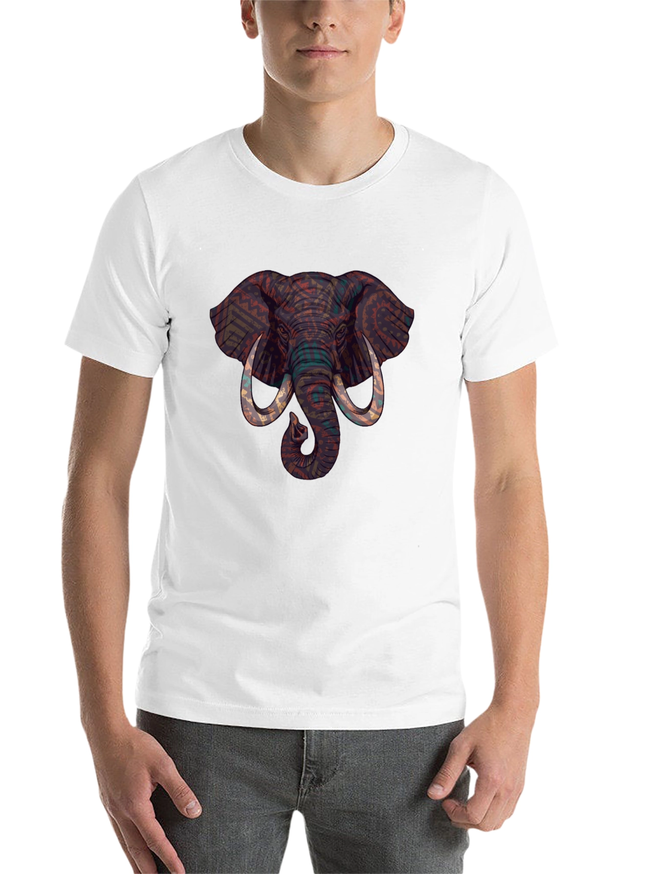 Black Elephant Graphic Print Crew Neck T-Shirt view 14