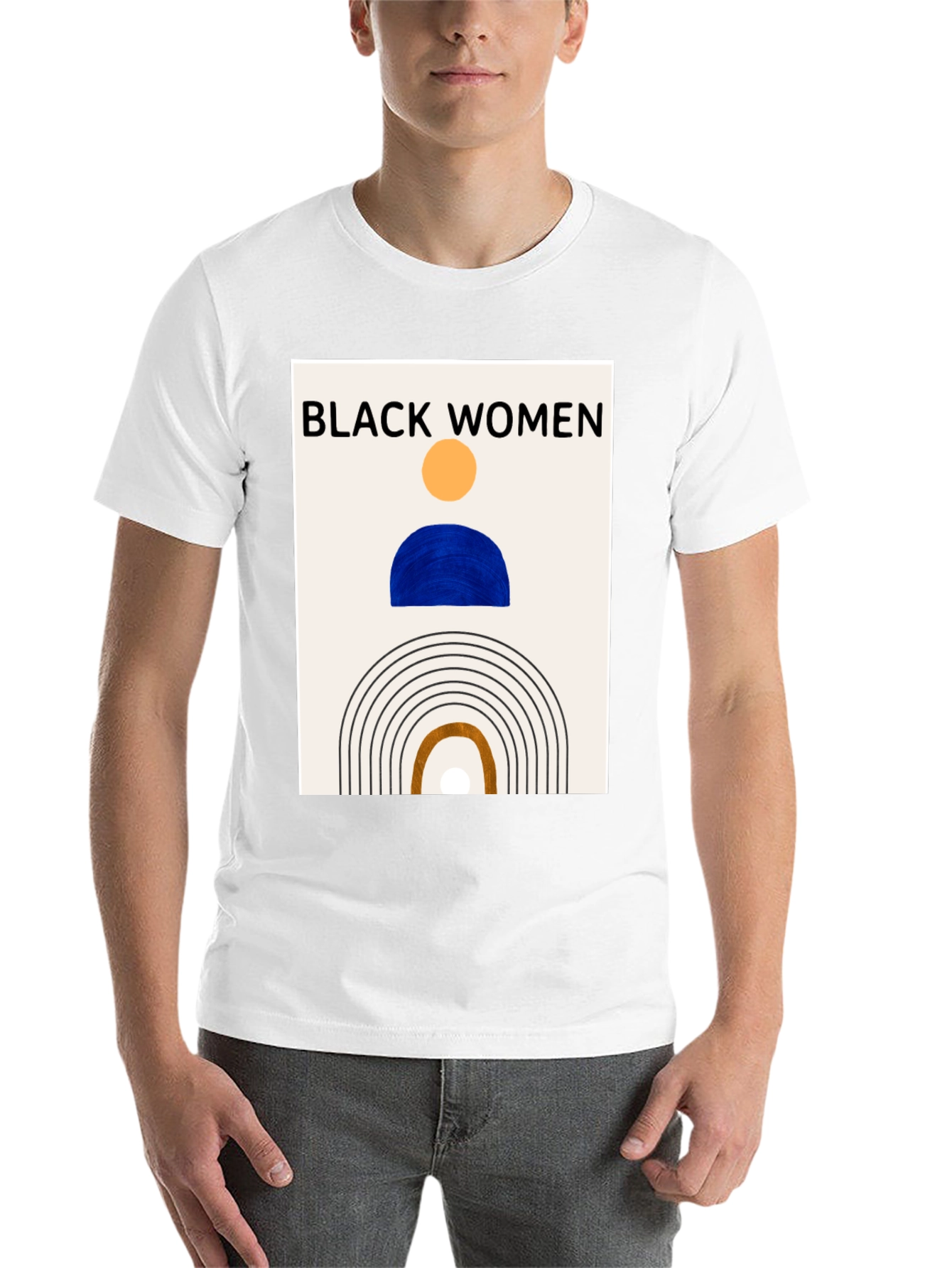Black Black Women Graphic Tee - Modern Art T-Shirt view 14