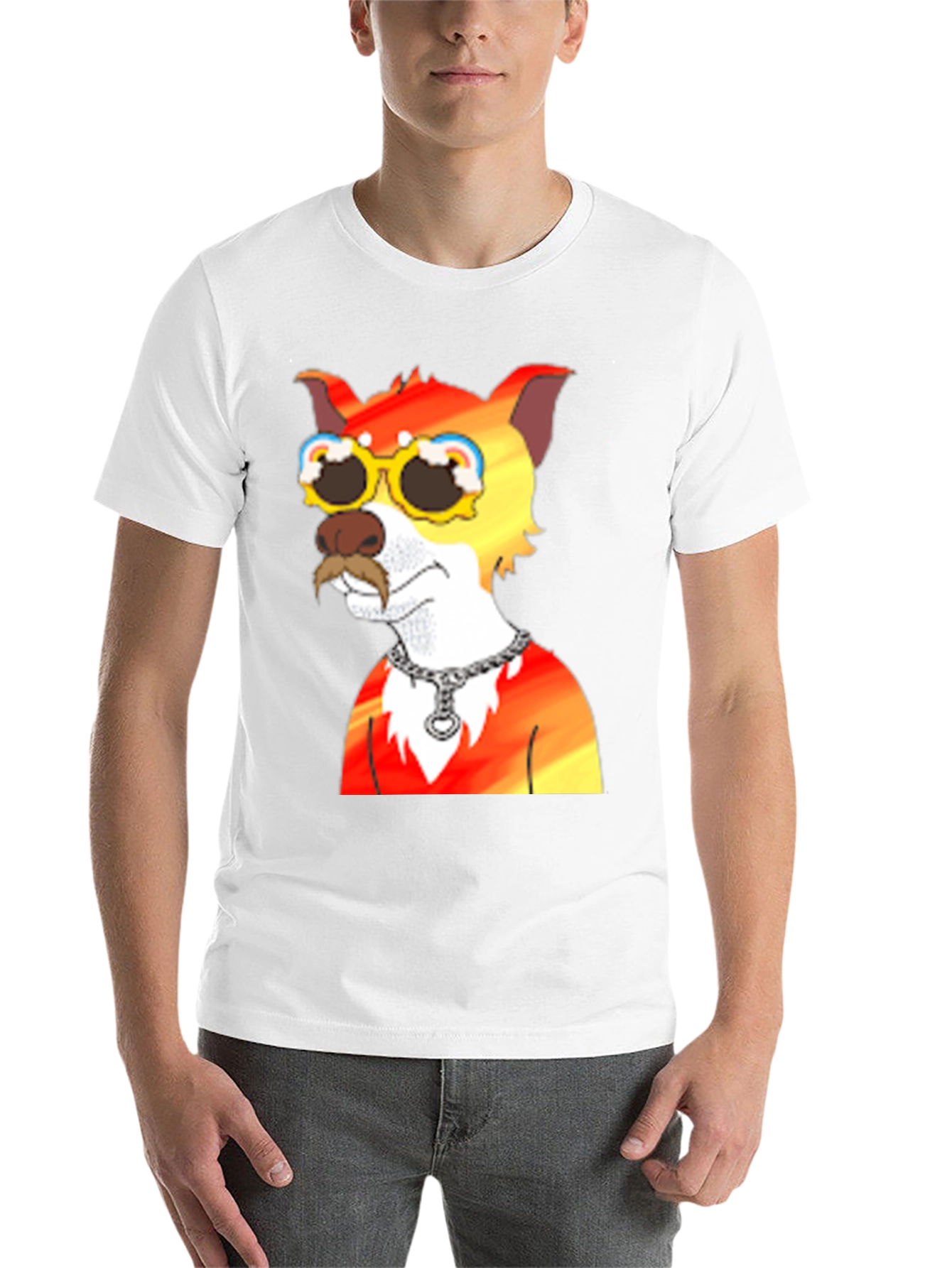 Black Cool Cartoon Dog Graphic Tee - Black view 14