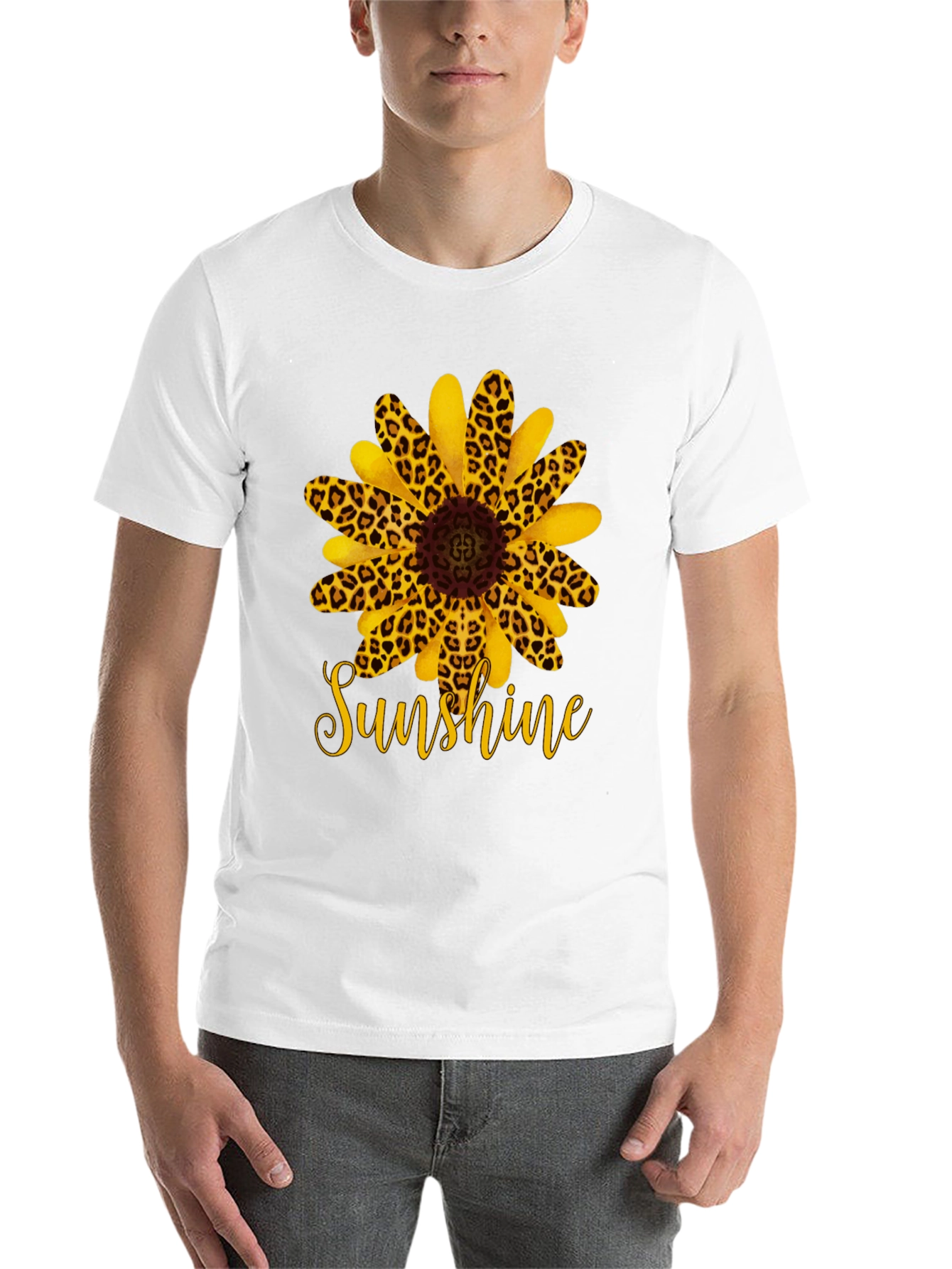 Black Leopard Sunflower 'Sunshine' Black T-Shirt view 14