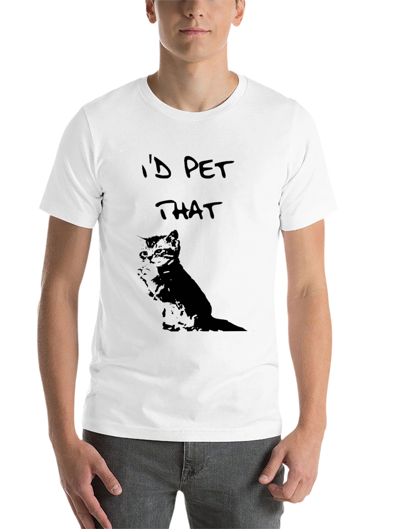 Black I'd Pet That Cat Graphic Tee - Soft Cotton Comfort view 14