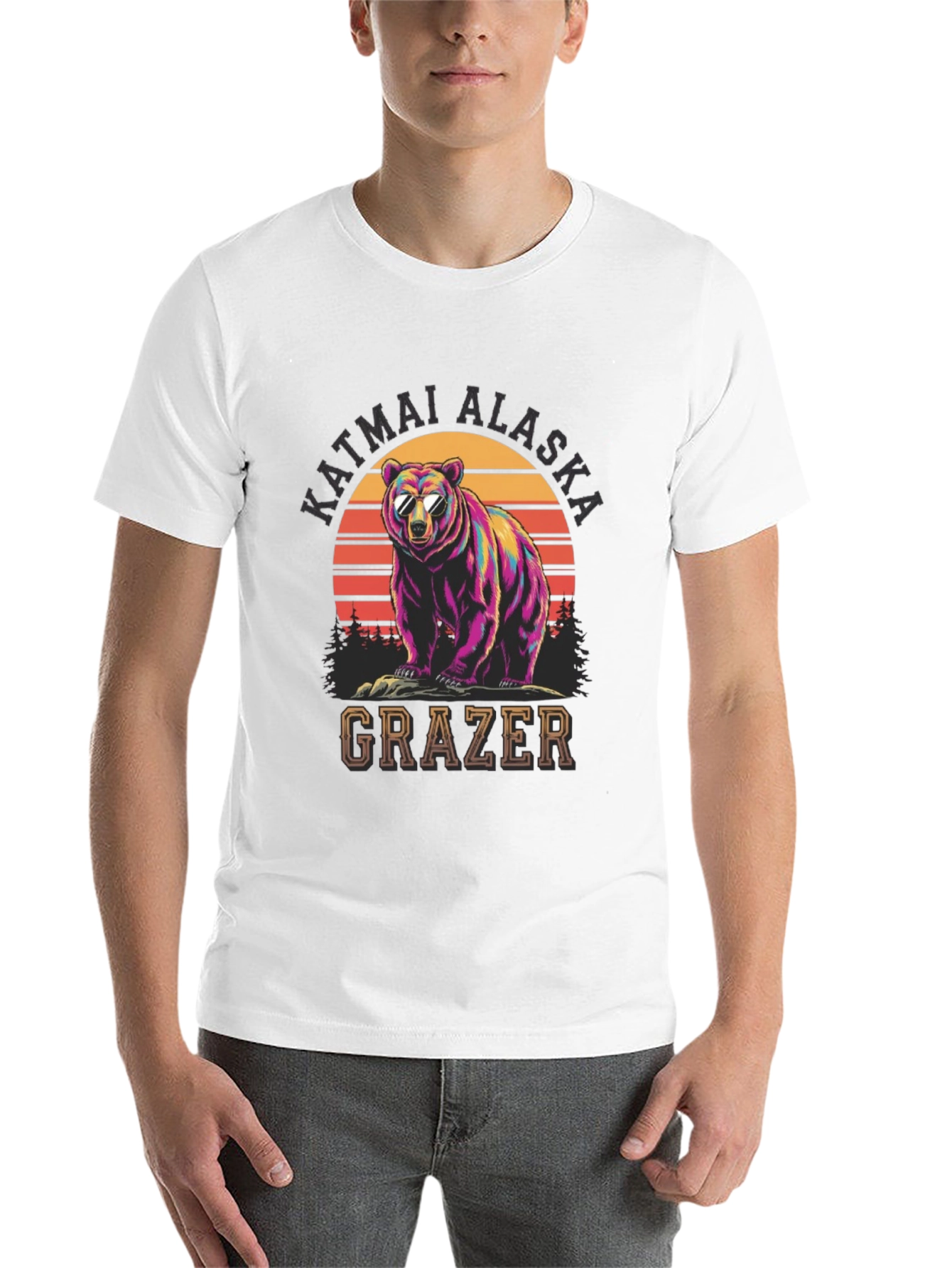 Black Katmai Alaska Bear Grazer Graphic T-Shirt view 14