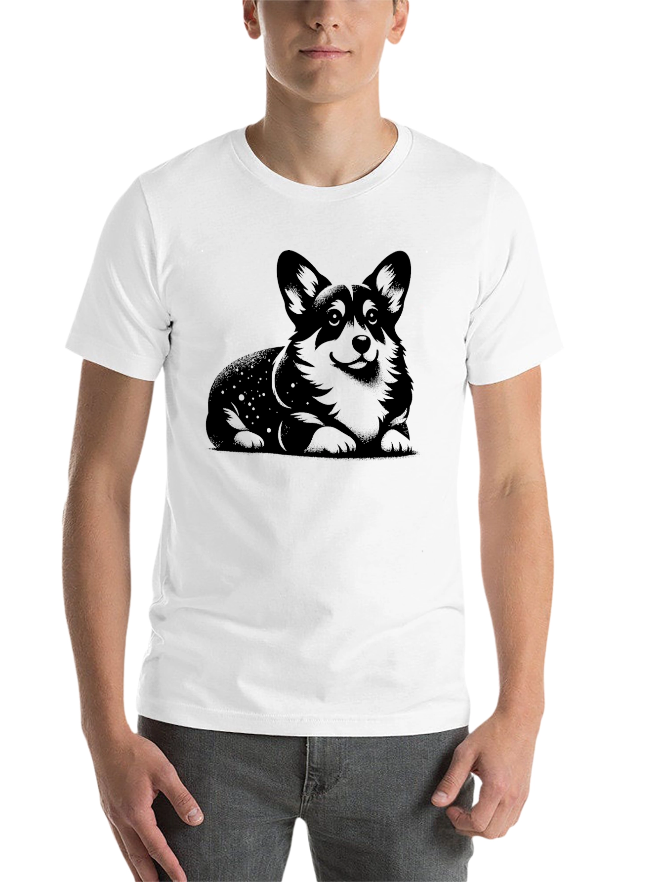 Black Corgi Dog Graphic Print Black T-Shirt view 14