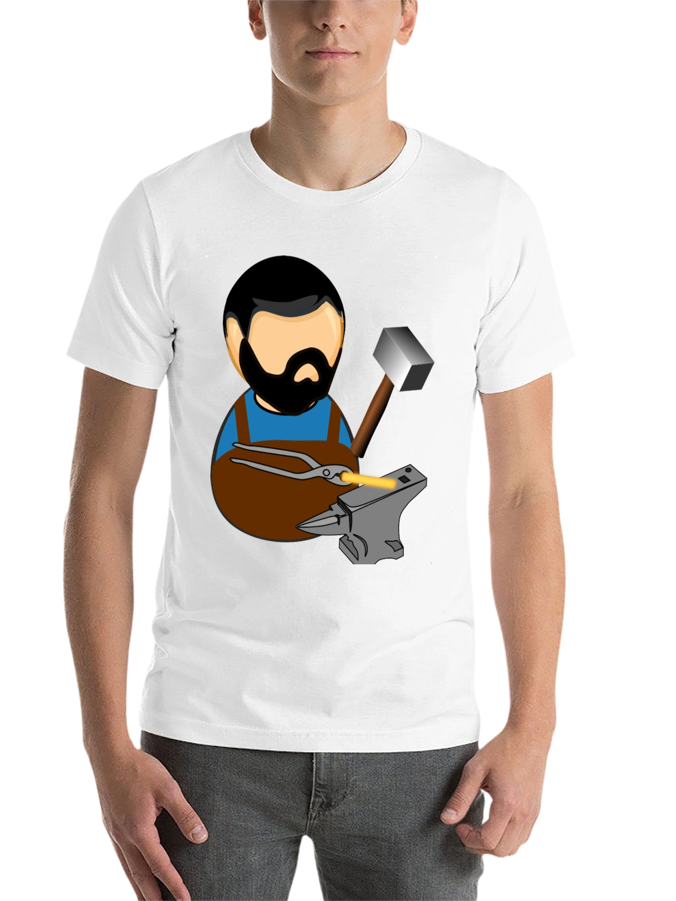 Black Blacksmith T-Shirt Cartoon Anvil Hammer Forge view 14