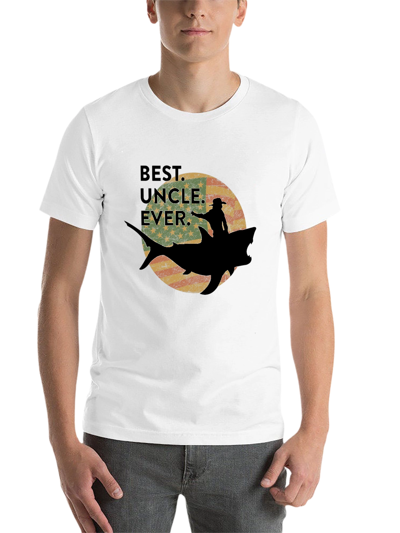 Black Best Uncle Ever Shark Rider Graphic Tee view 14