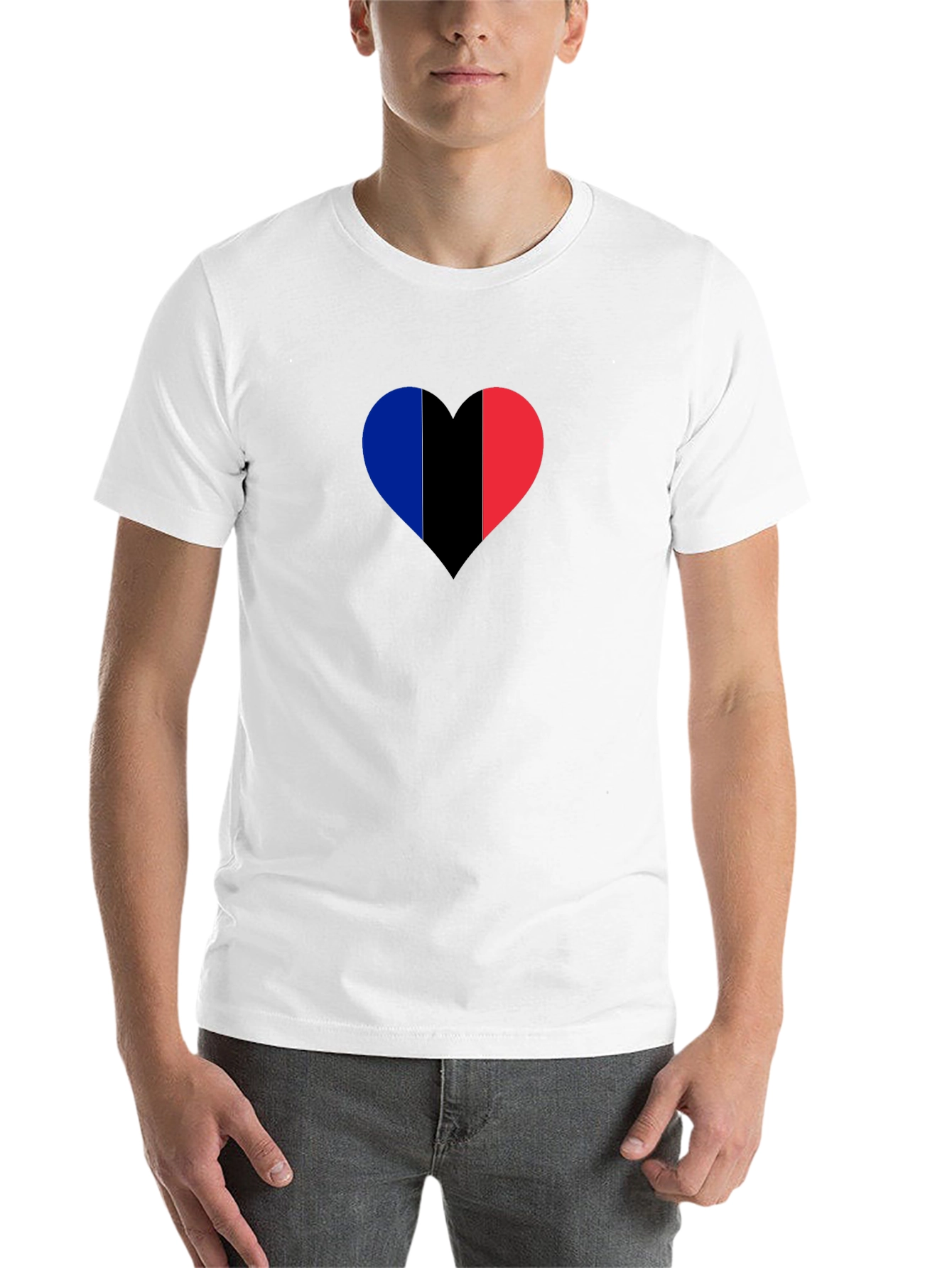 Black Heart France Flag Graphic Black T-Shirt view 14