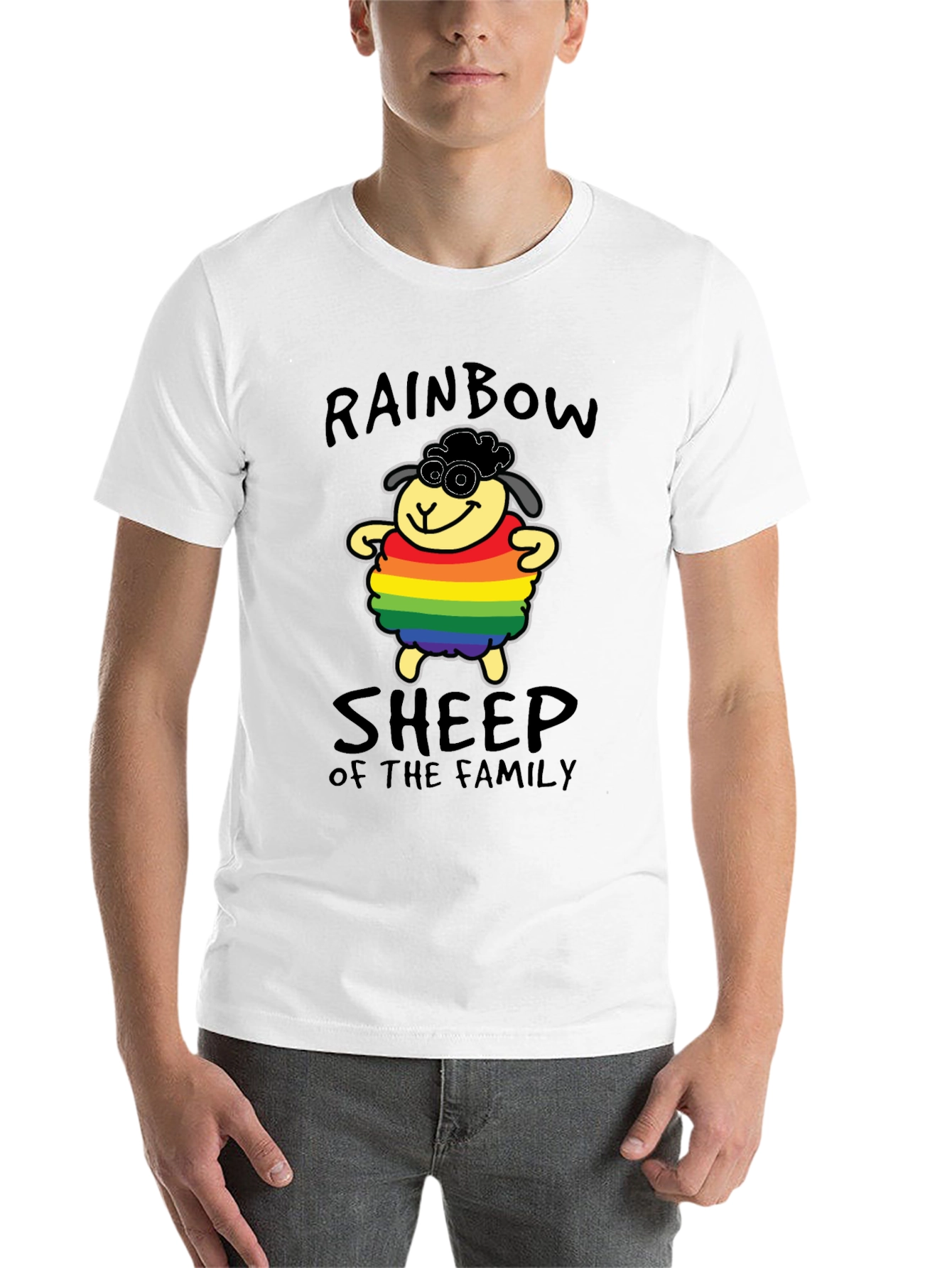 Black Rainbow Sheep Pride T-Shirt view 14