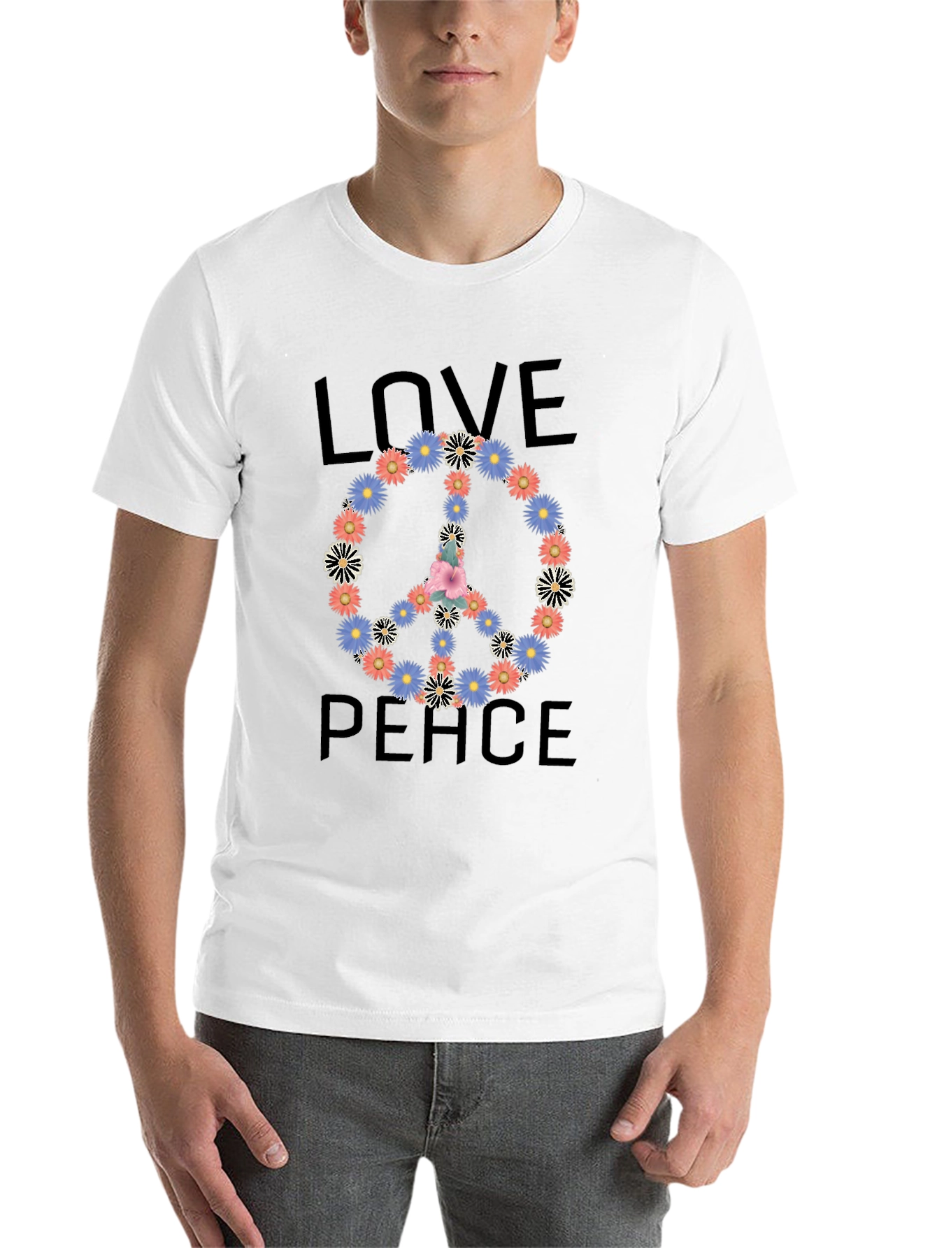 Black Love & Peace Floral T-Shirt view 14