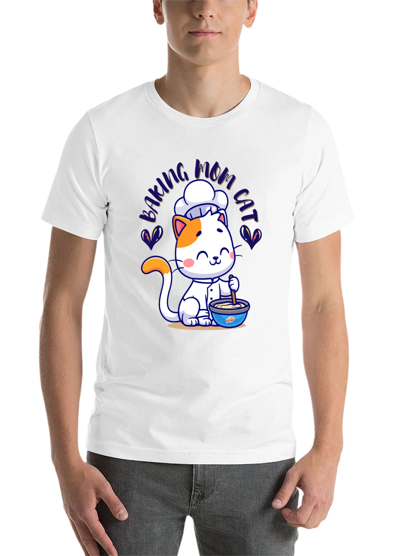 Black Baking Mom Cat T-Shirt - Cute Chef Kitten Design view 14