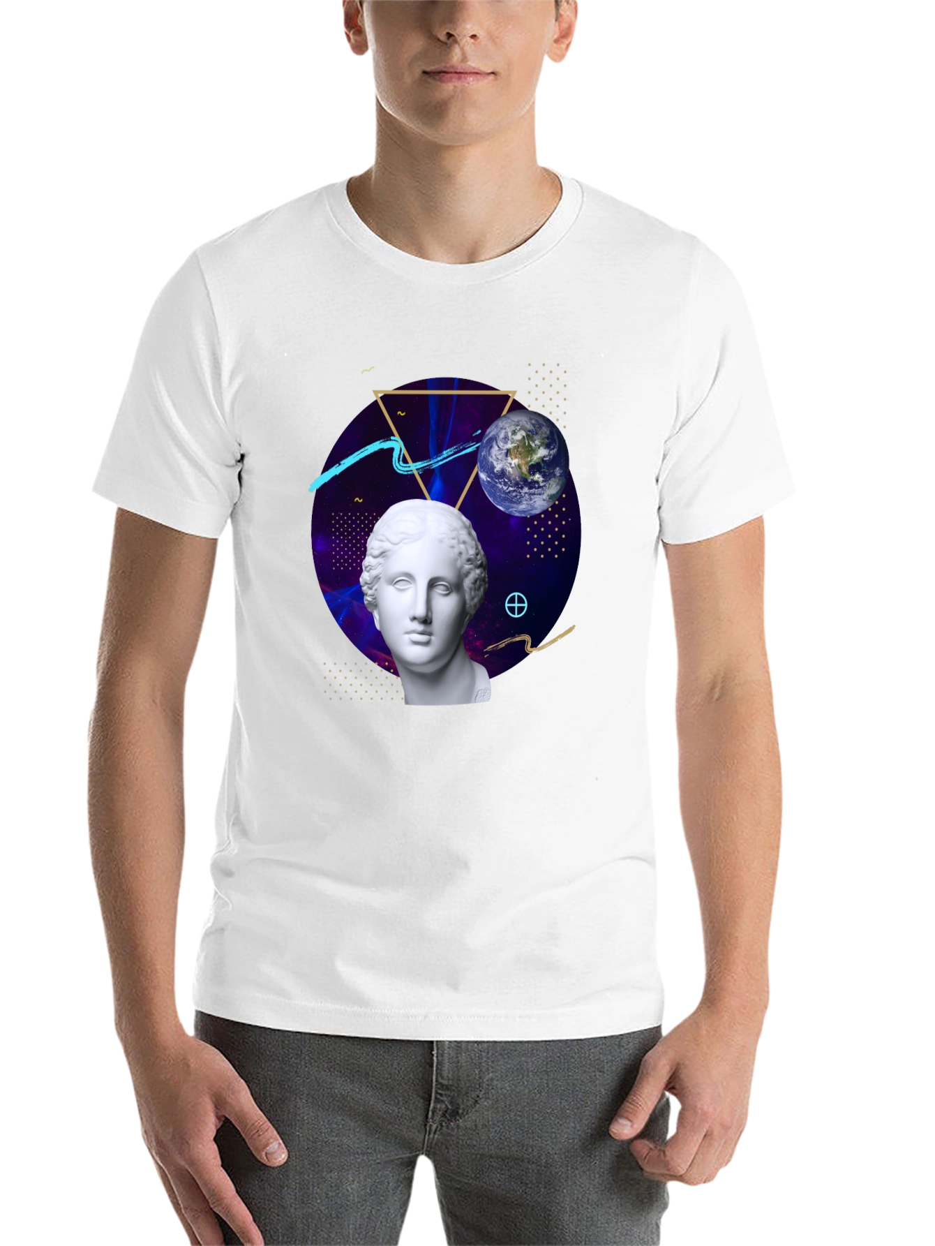 Black Cosmic Bust Tee - Unique Graphic Design T-Shirt view 14