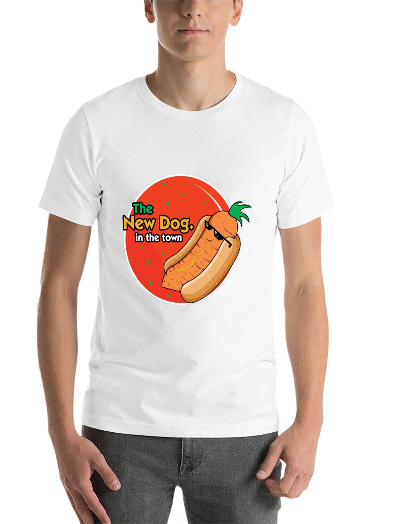 Black The New Dog in Town T-Shirt - Funny Carrot Hot Dog Graphic Tee view 14