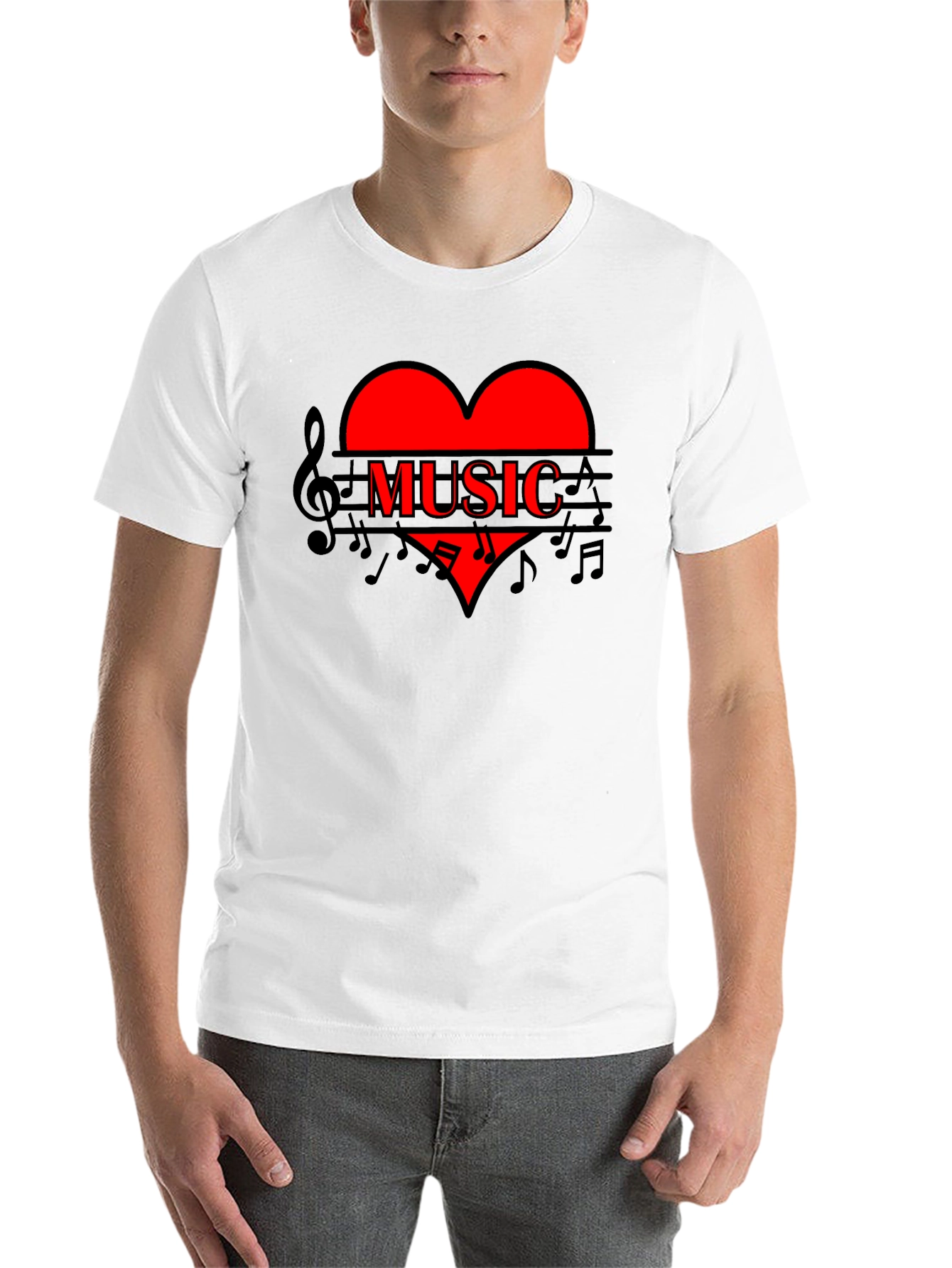 Black Music Heart T-Shirt - Stylish Graphic Tee view 14