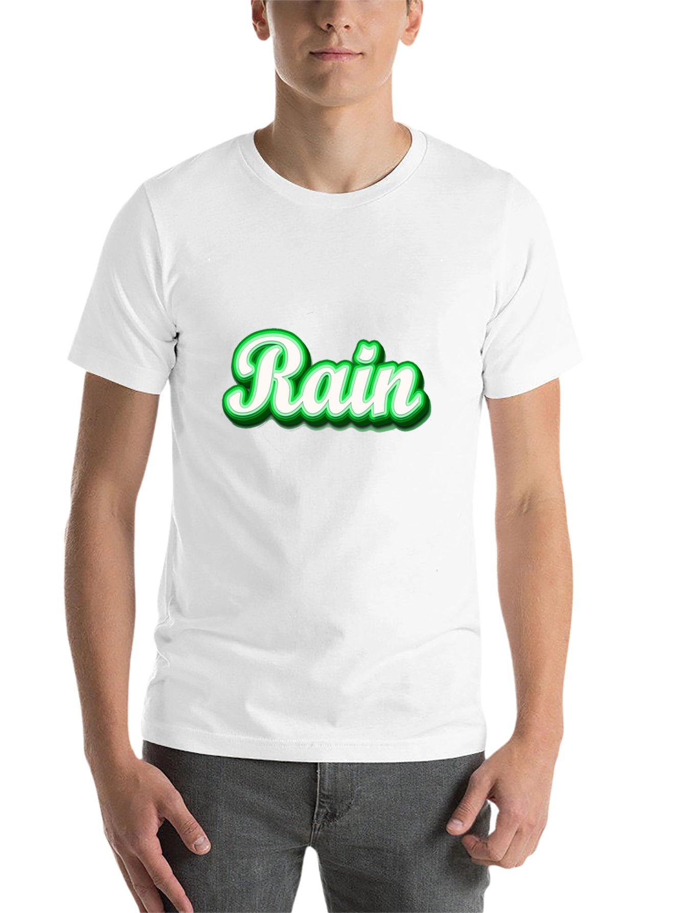 Black Stylish Black T-Shirt with 'Rain' Graphic view 14
