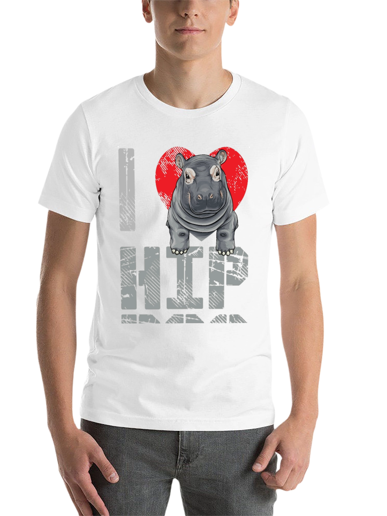 Black I Heart Hippo T-Shirt - Unisex Graphic Tee view 14