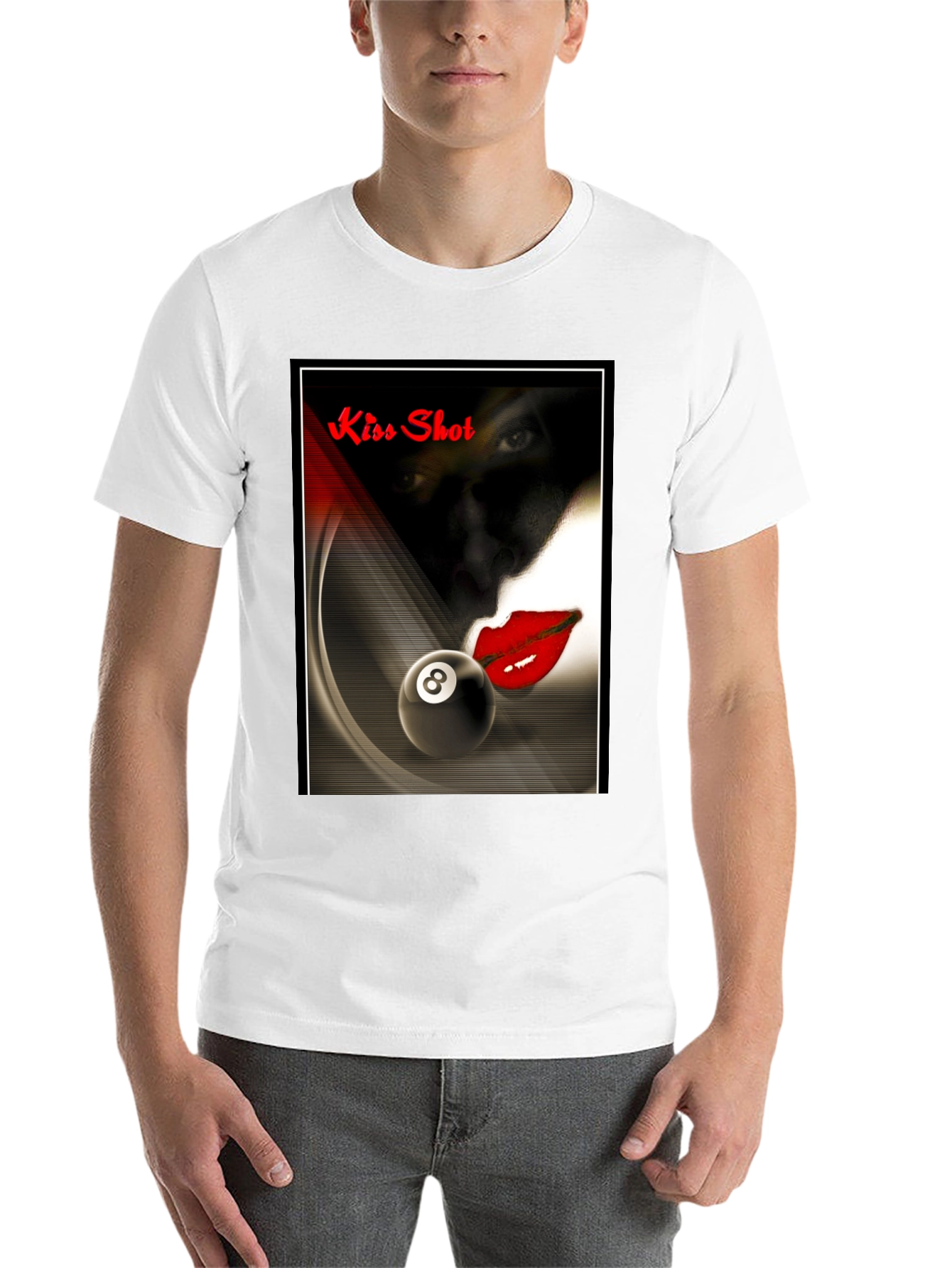 Black Kiss Shot Graphic T-Shirt - Billiards Themed Tee view 14