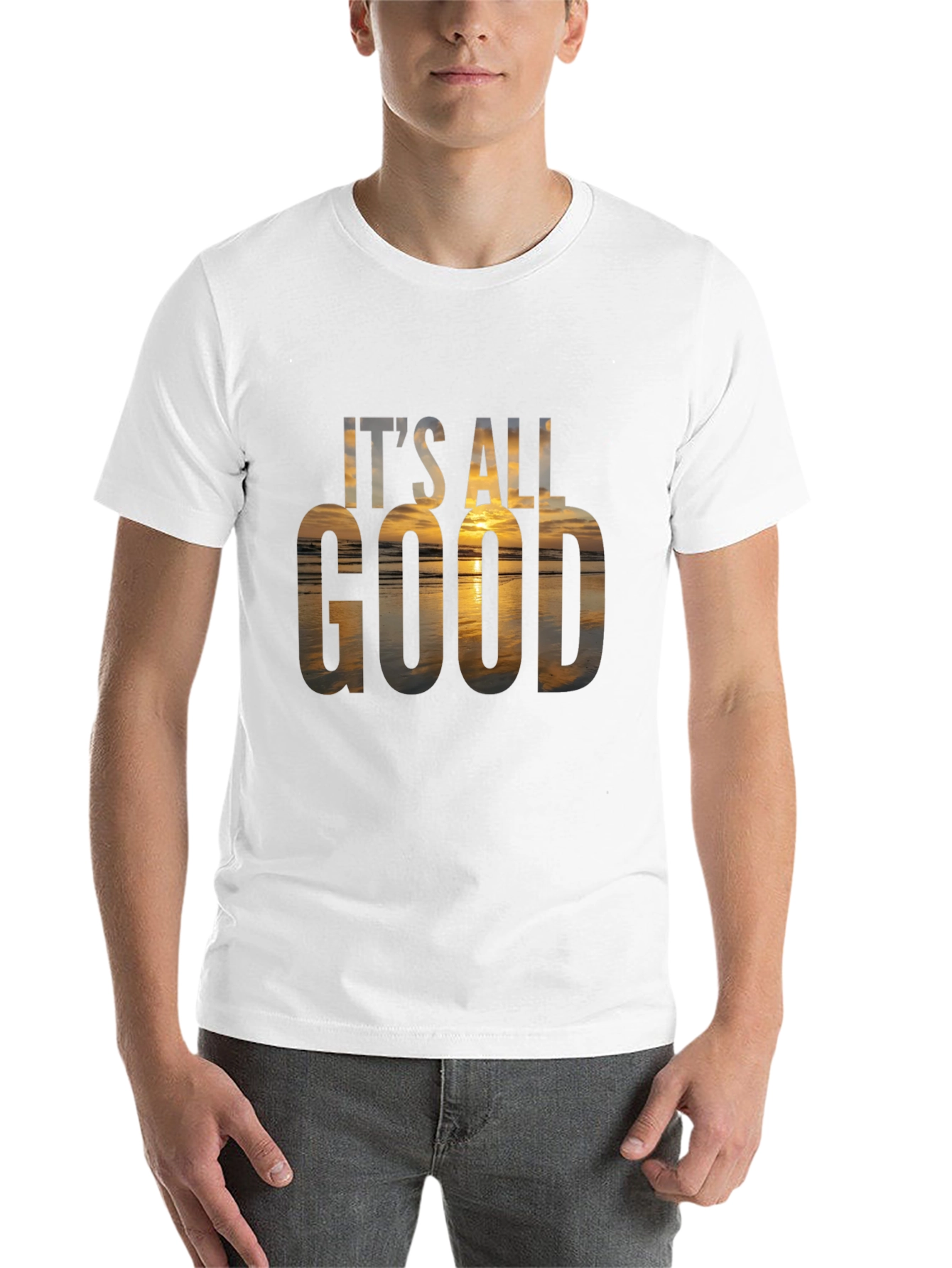 Black It's All Good Graphic Tee - Beach Sunset T-Shirt view 14