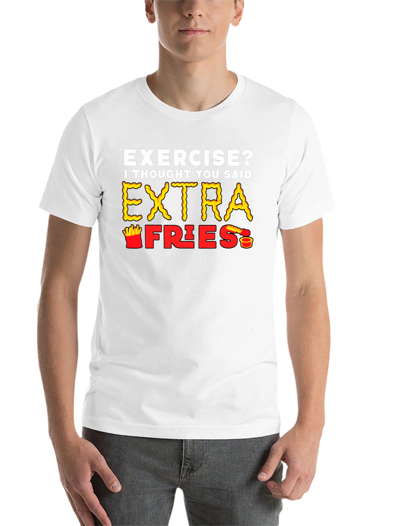 Black Exercise? Extra Fries T-Shirt view 14
