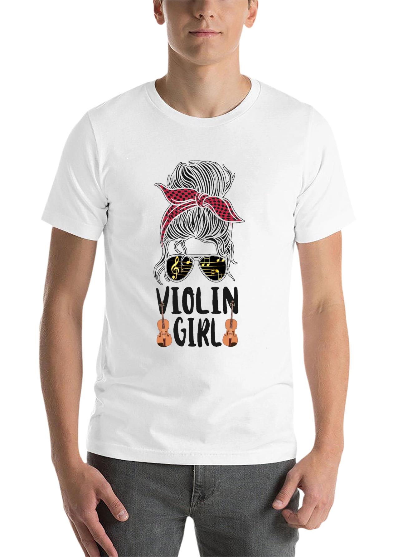 Black Violin Girl T-Shirt - Musician Bandana Tee view 14