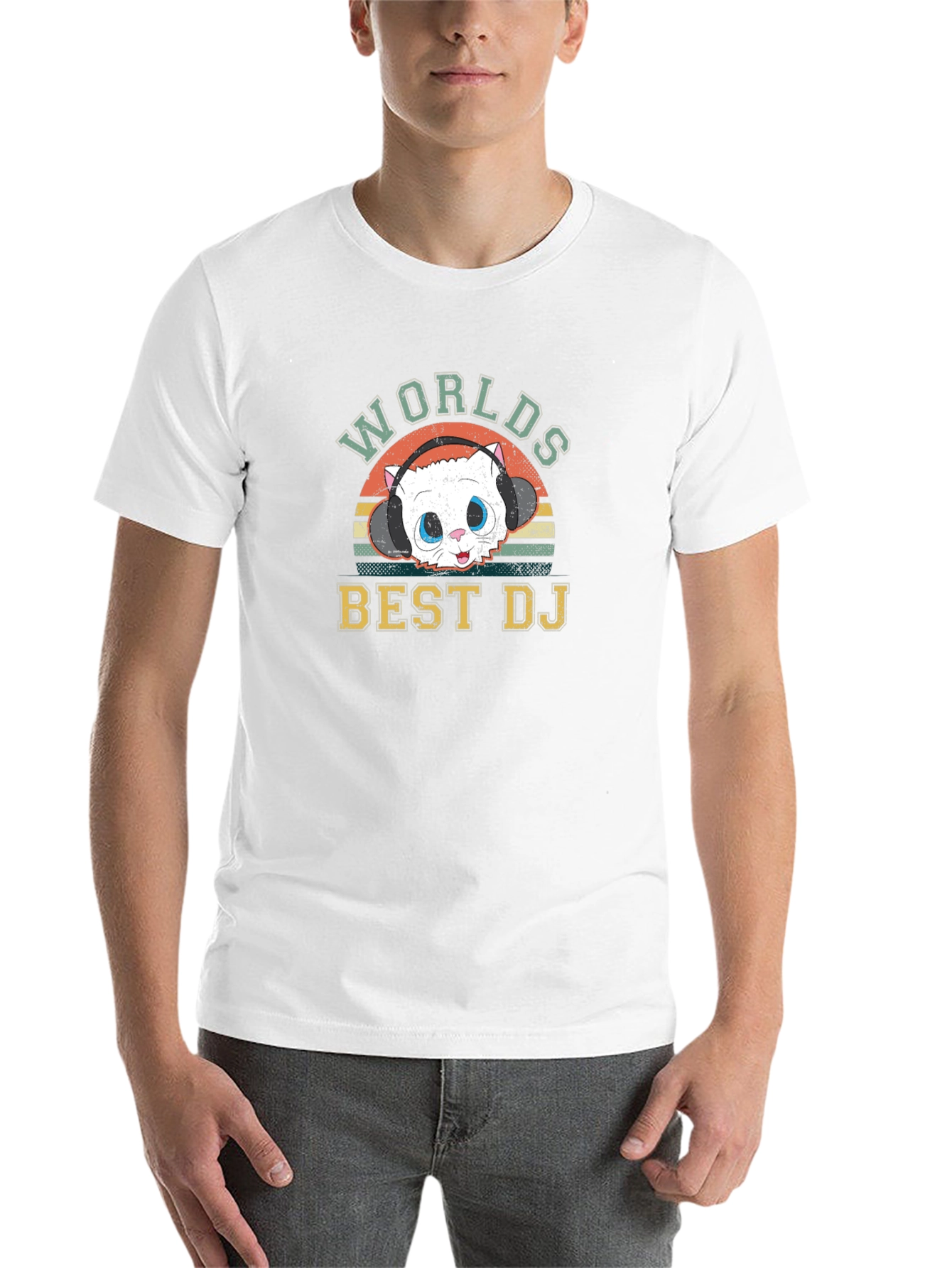 Black World's Best DJ Cat T-Shirt - Novelty Graphic Tee view 14