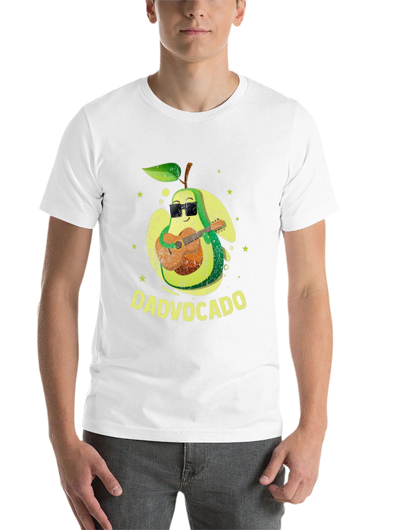 Black Dad-vocado T-Shirt: Avocado Playing Guitar - Fathers Day Tee view 14