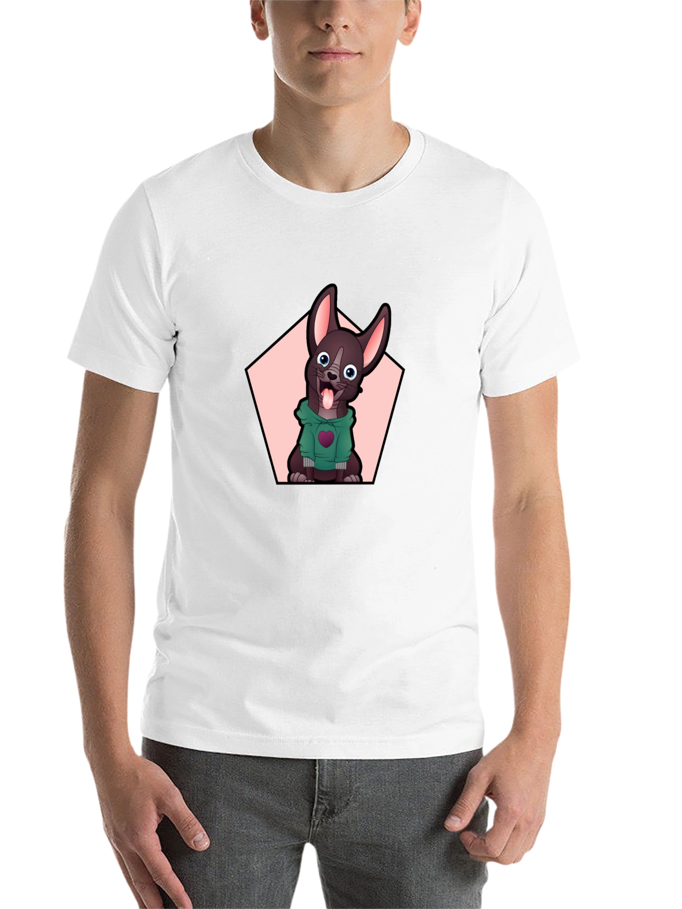 Black Cartoon Dog Graphic Tee - Black Cotton Blend view 14