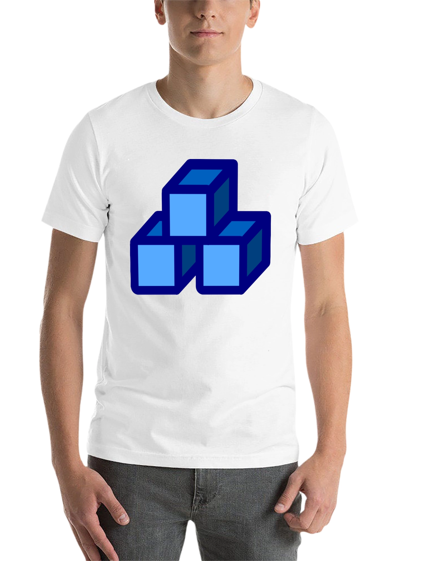 Black Geometric Cube Stack Graphic Tee - Modern Casual Shirt view 14