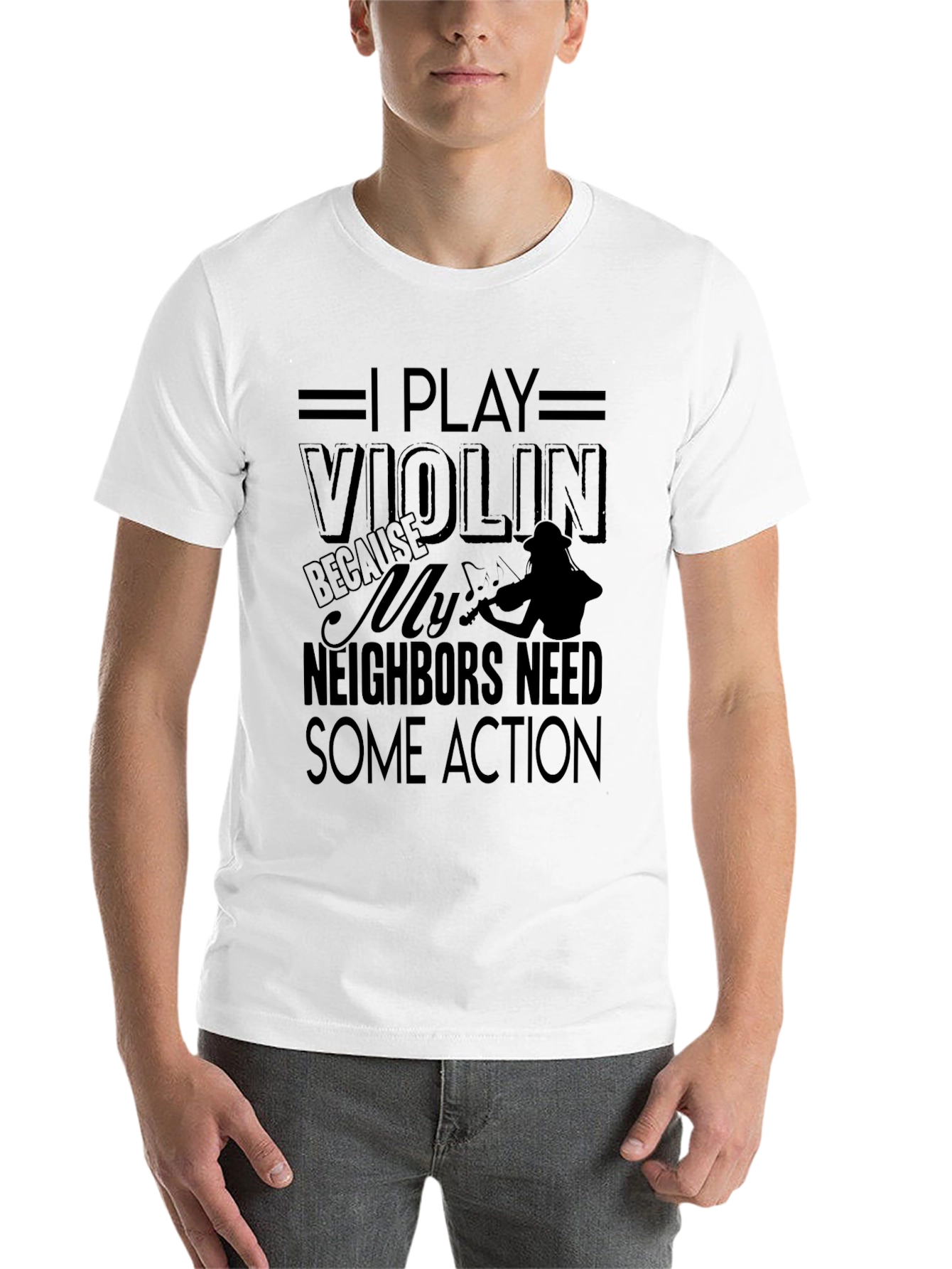 Black I Play Violin Black Graphic T-Shirt Musician Tee view 14