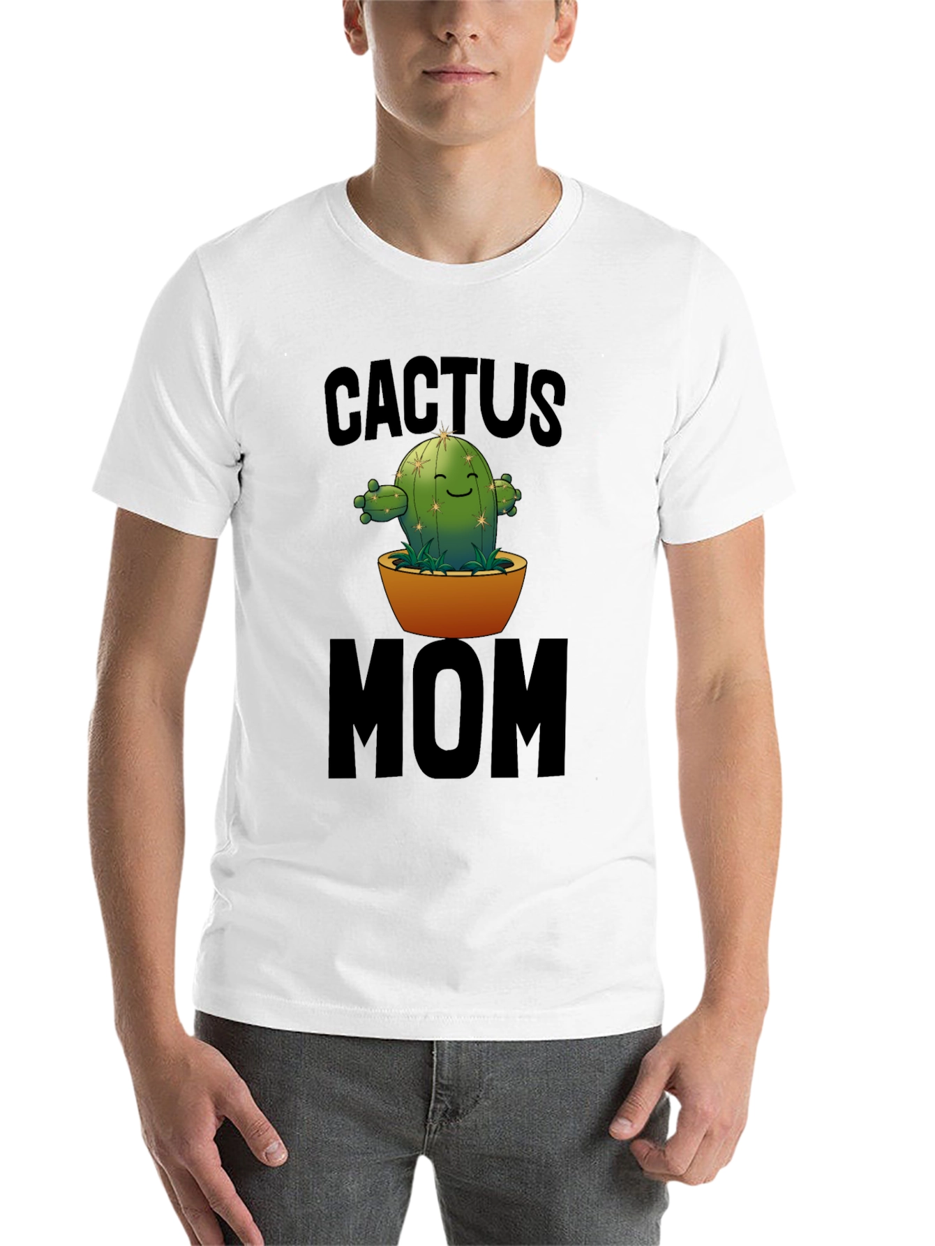Black Cactus Mom Graphic Tee - Unisex Crew Neck view 14