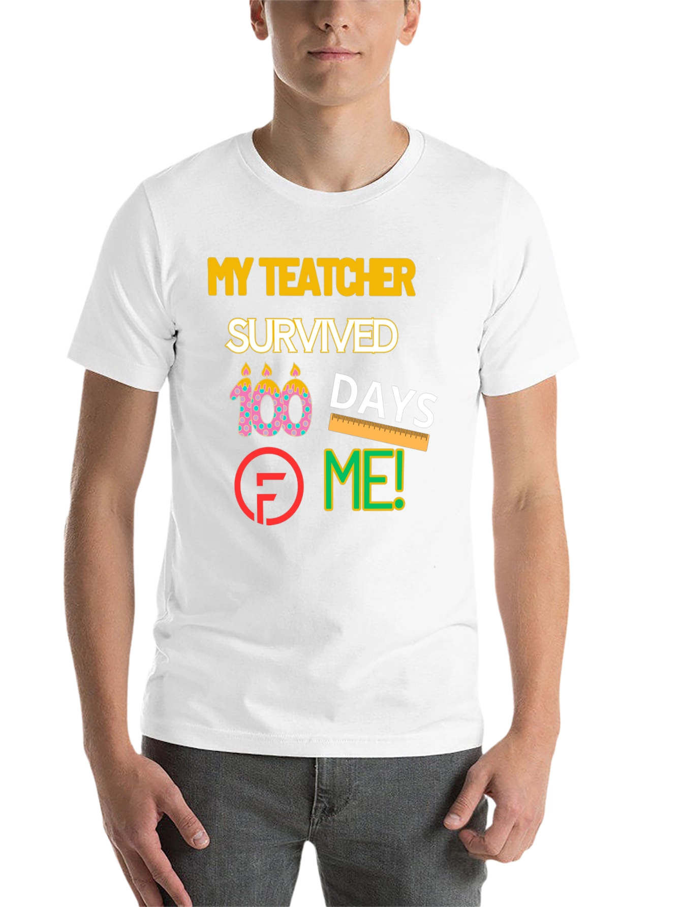 Black My Teacher Survived 100 Days Graphic T-Shirt view 14