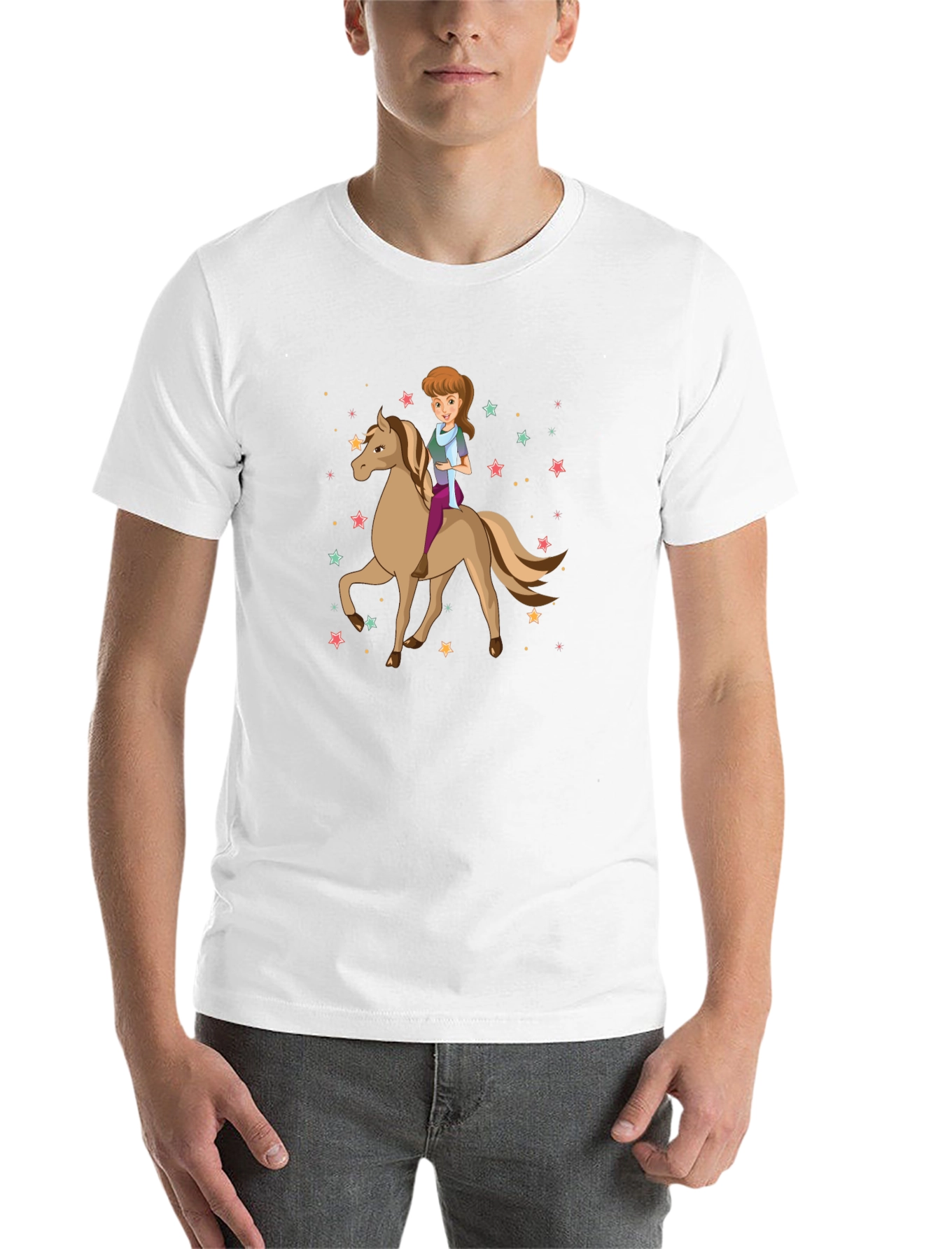 Black Girl Riding Horse Stars T-Shirt view 14
