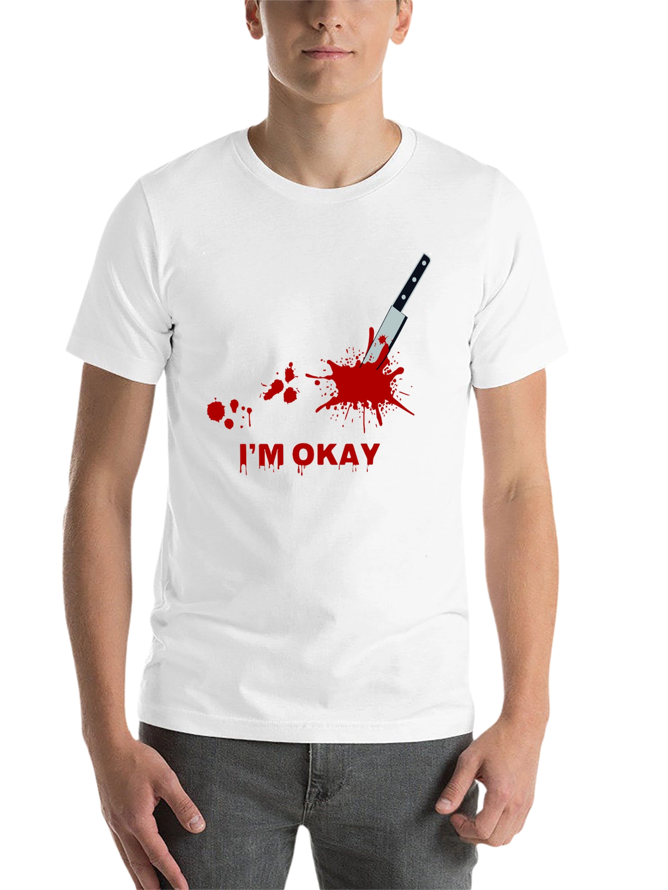 Black I'm Okay Funny T-Shirt view 14