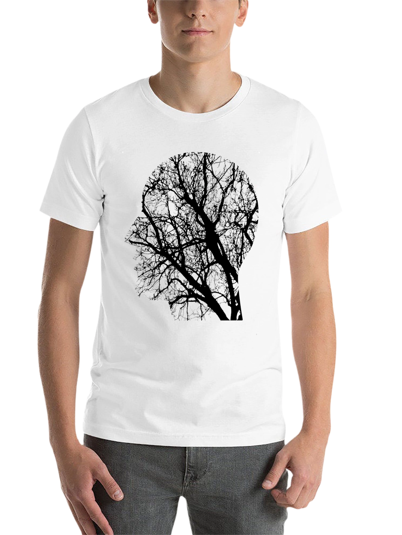 Black Silhouette Tree Graphic Tee - Black Cotton Blend view 14