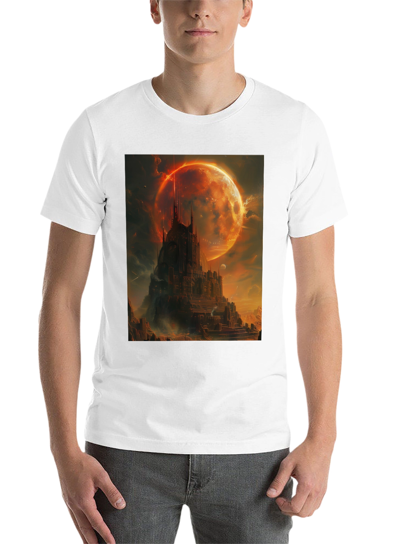 Black Fantasy Castle Graphic T-Shirt - Men's Black Tee view 14