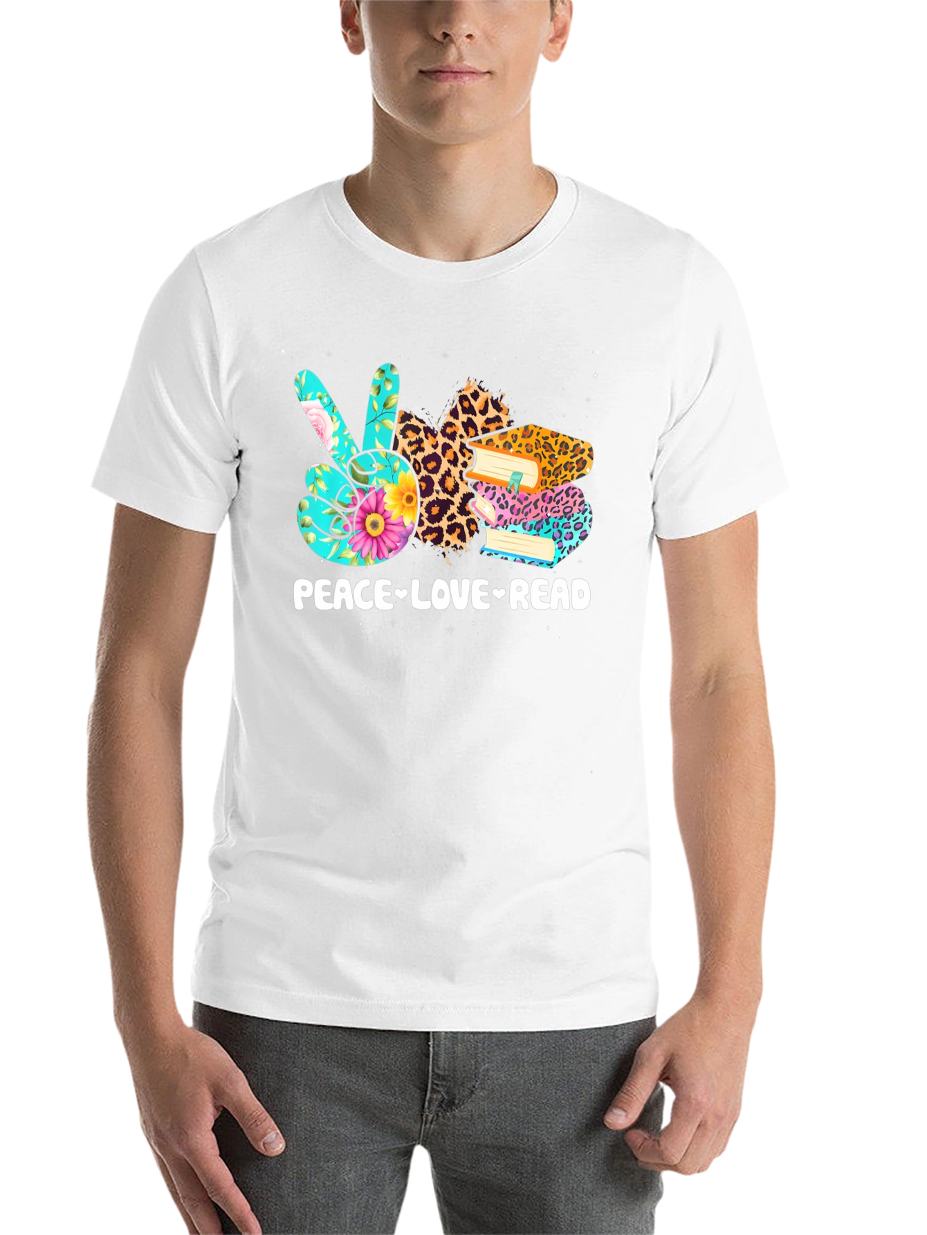 Black Peace Love Read T-Shirt | Book Lover Tee view 14