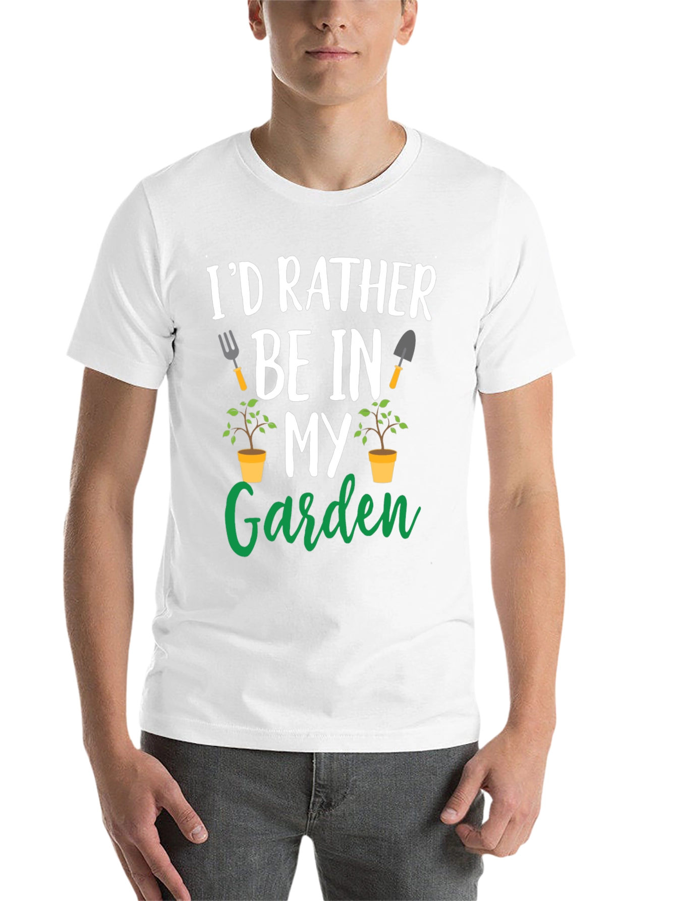 Black Gardening T-Shirt: I'd Rather Be In My Garden view 14