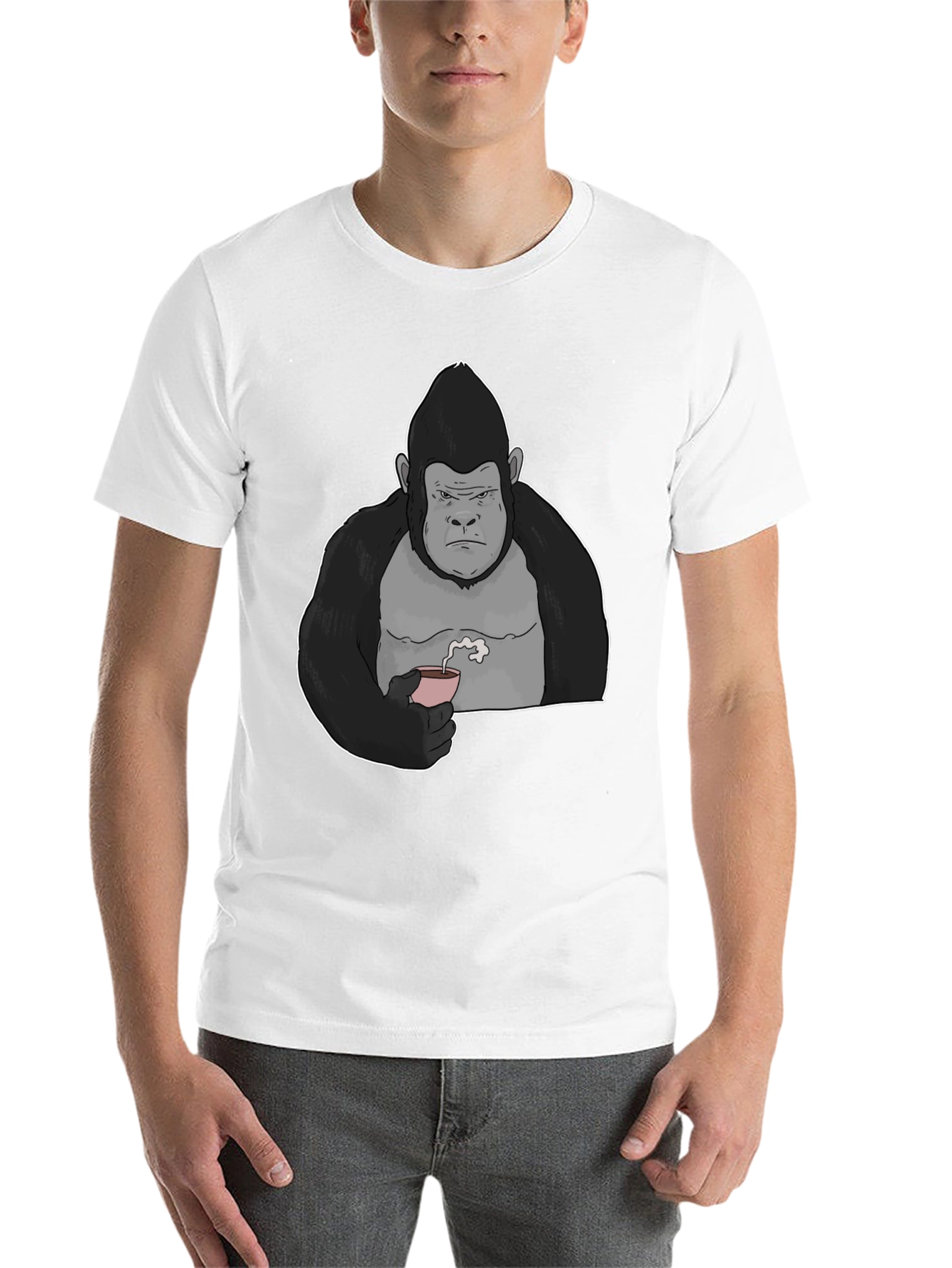Black Gorilla Tea Sipping Graphic Tee - Black view 14