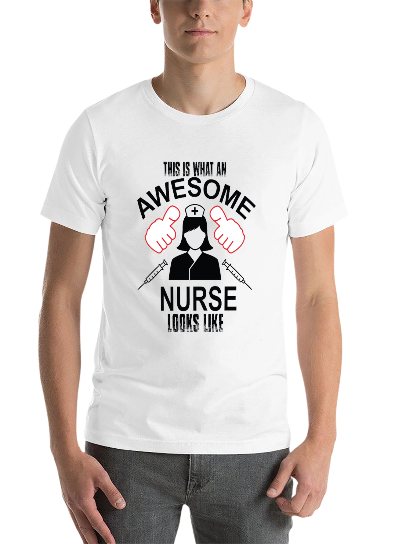 Black Awesome Nurse T-Shirt - Black Cotton Tee view 14