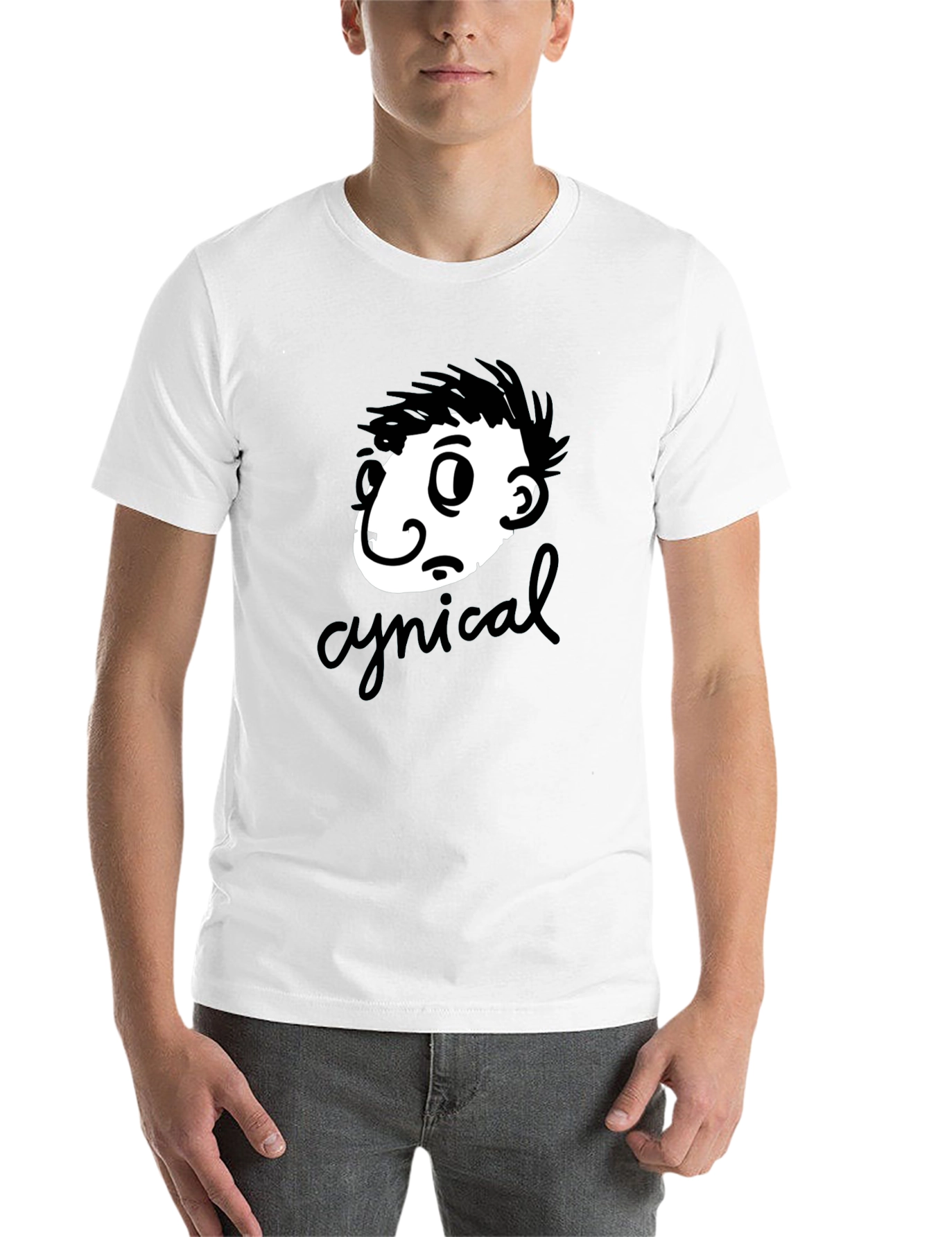 Black Cynical Cartoon Graphic T-Shirt - Black view 14